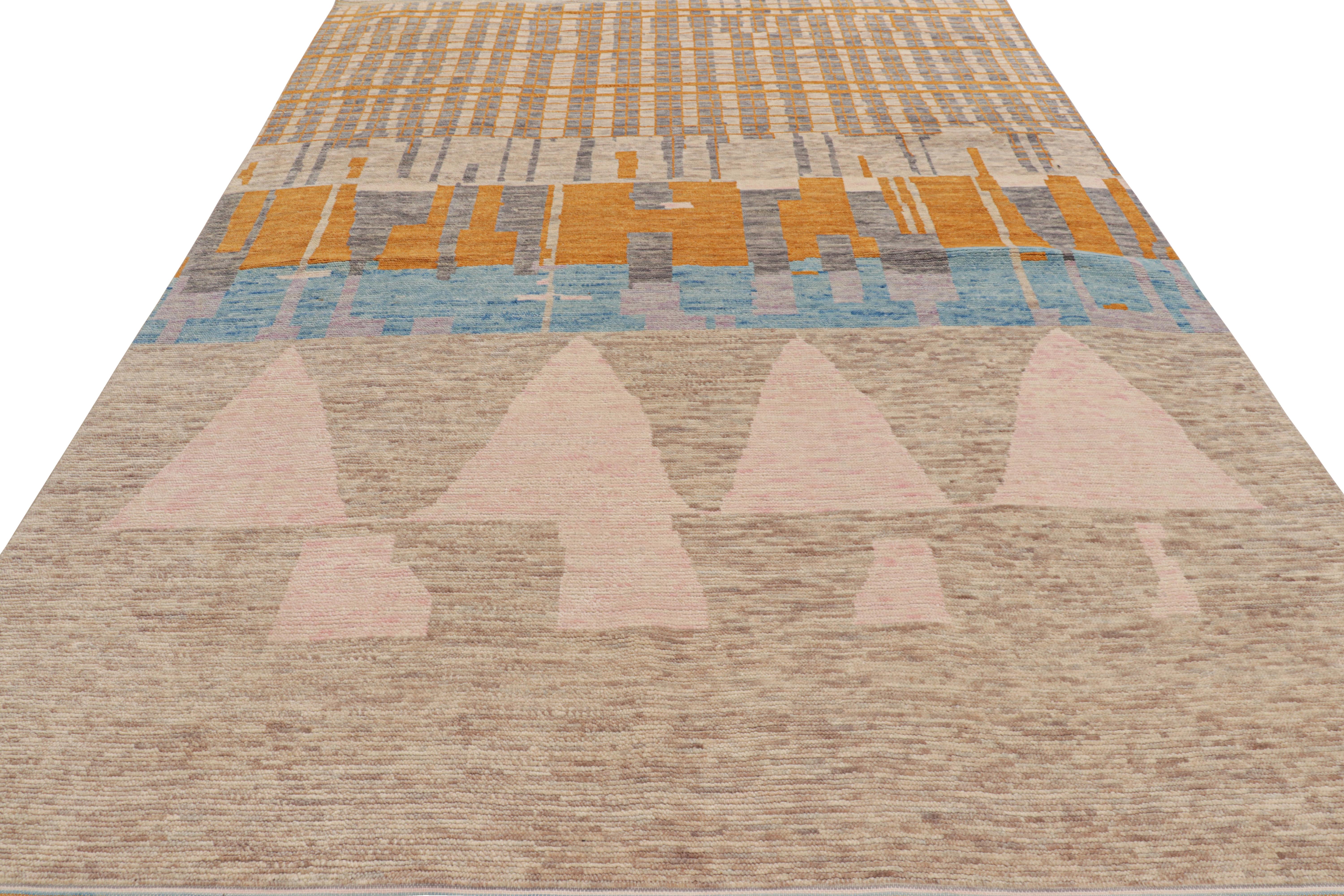 Rug & Kilim's Marokkanischer Teppich in Beige mit geometrischen Mustern (Handgeknüpft) im Angebot