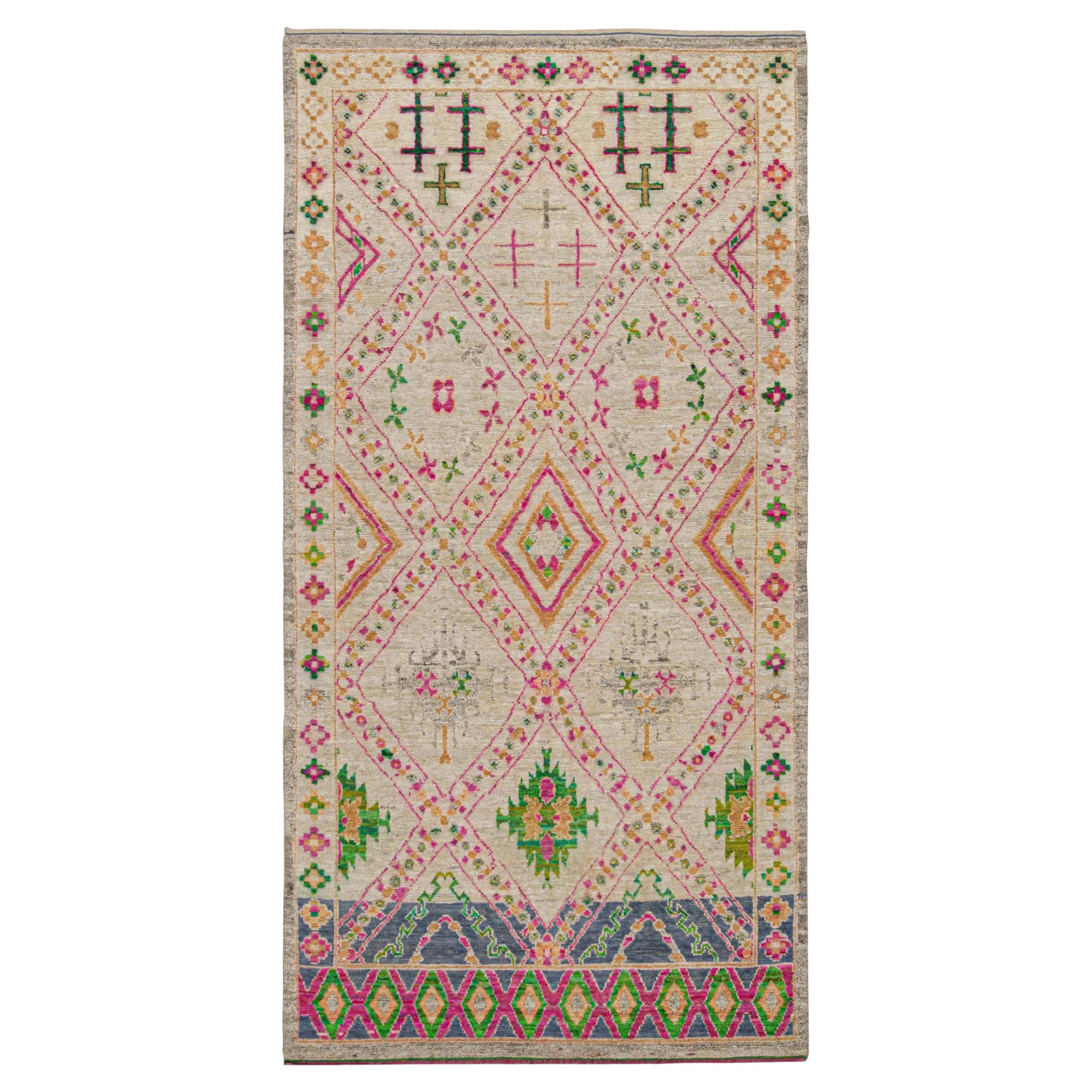 Rug 
Kilim’s Moroccan Style Rug in Beige with Vibrant Geometric Patterns