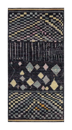 Rug & Kilim’s Moroccan Style Rug in Black with Colorful Geometric Pattern