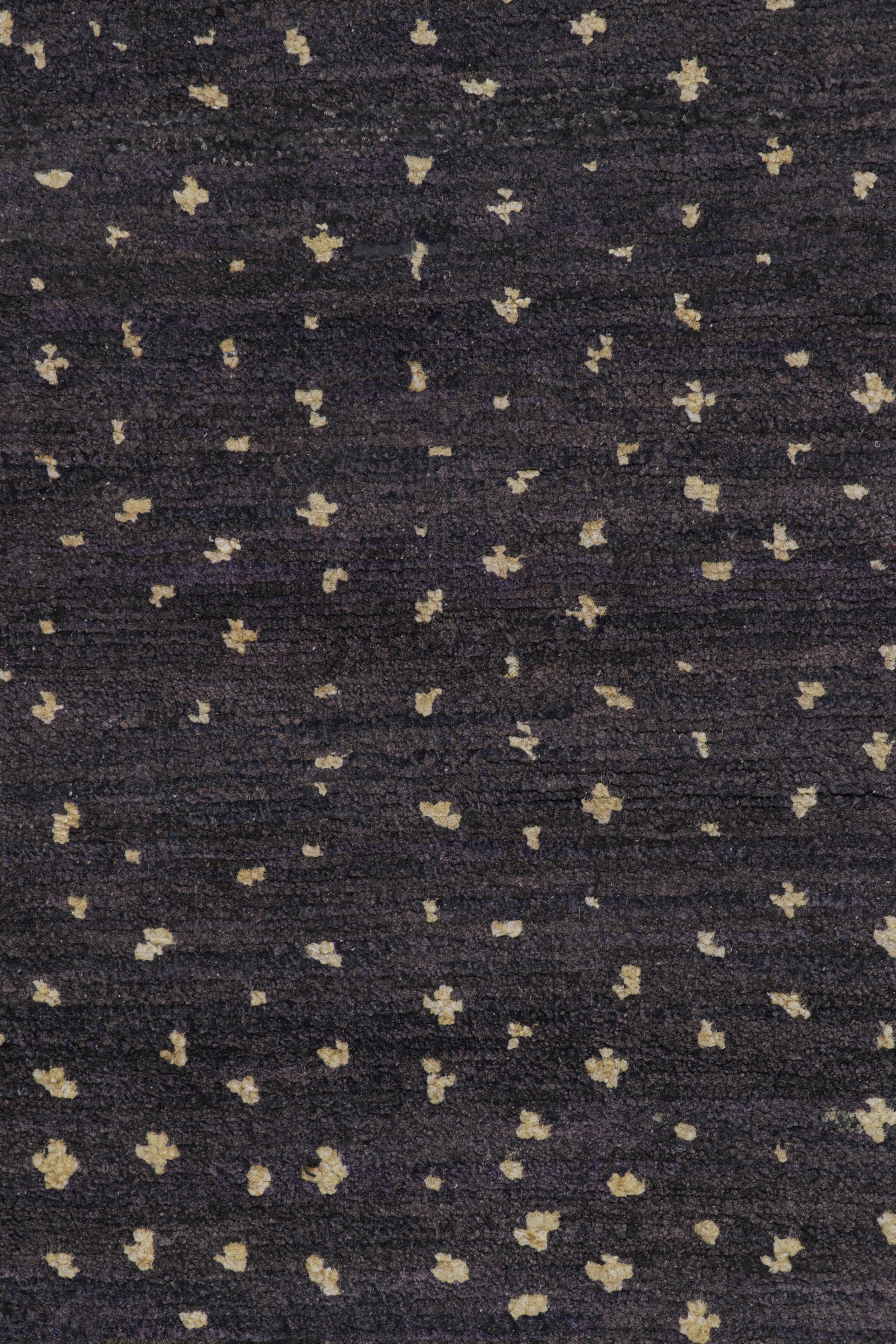 Indian Rug & Kilim’s Moroccan Style rug in Black with Cream White All-Over Patterns For Sale