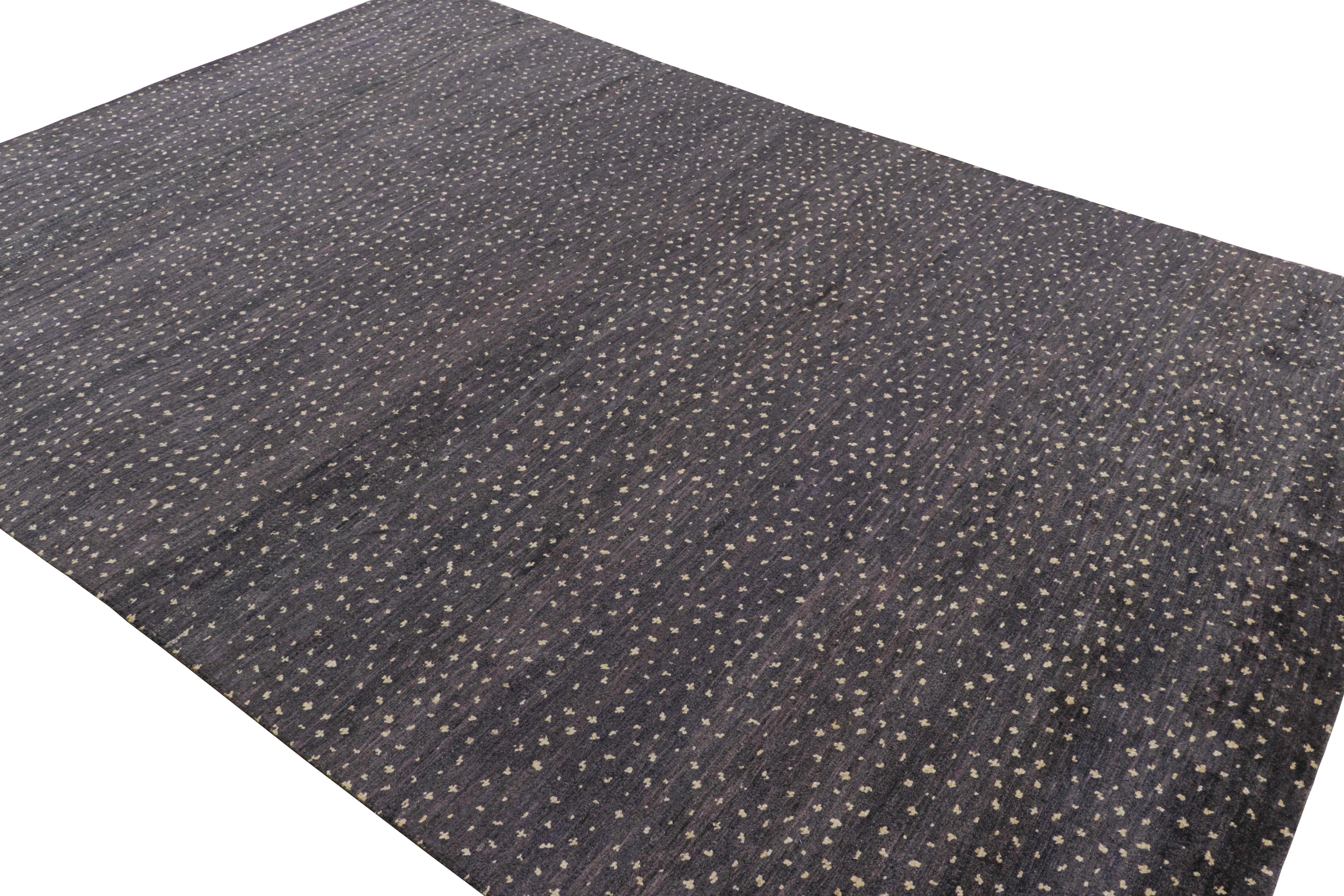 Hand-Knotted Rug & Kilim’s Moroccan Style rug in Black with Cream White All-Over Patterns For Sale