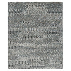 Rug & Kilim’s Moroccan Style Rug in Blue, Gray and White Geometric Patterns
