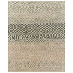Tappeto in stile marocchino Rug 
Kilim con motivi geometrici blu, verdi e beige