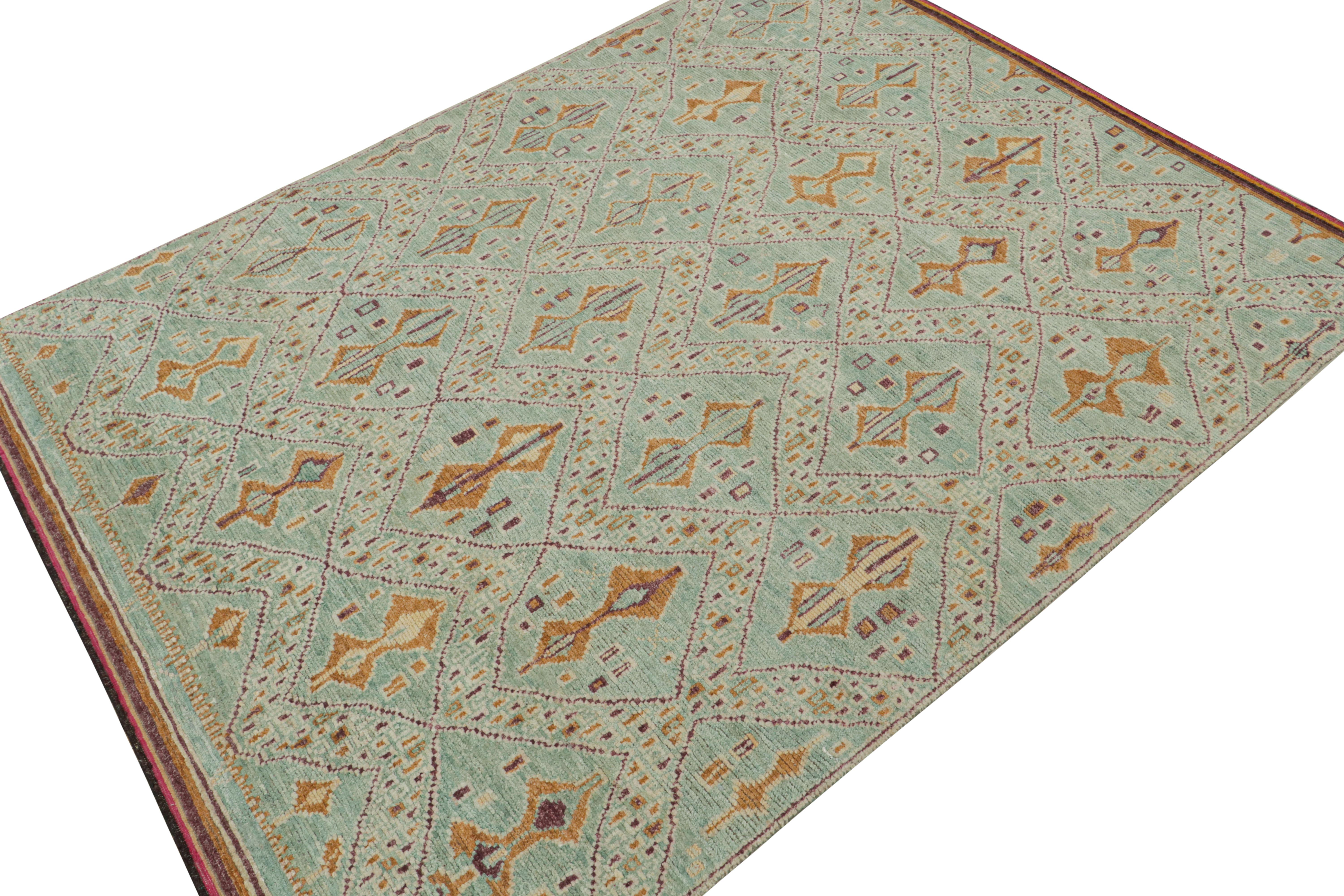 Tribal Rug & Kilim’s Moroccan Style Rug in Blue with Geometric Patterns For Sale