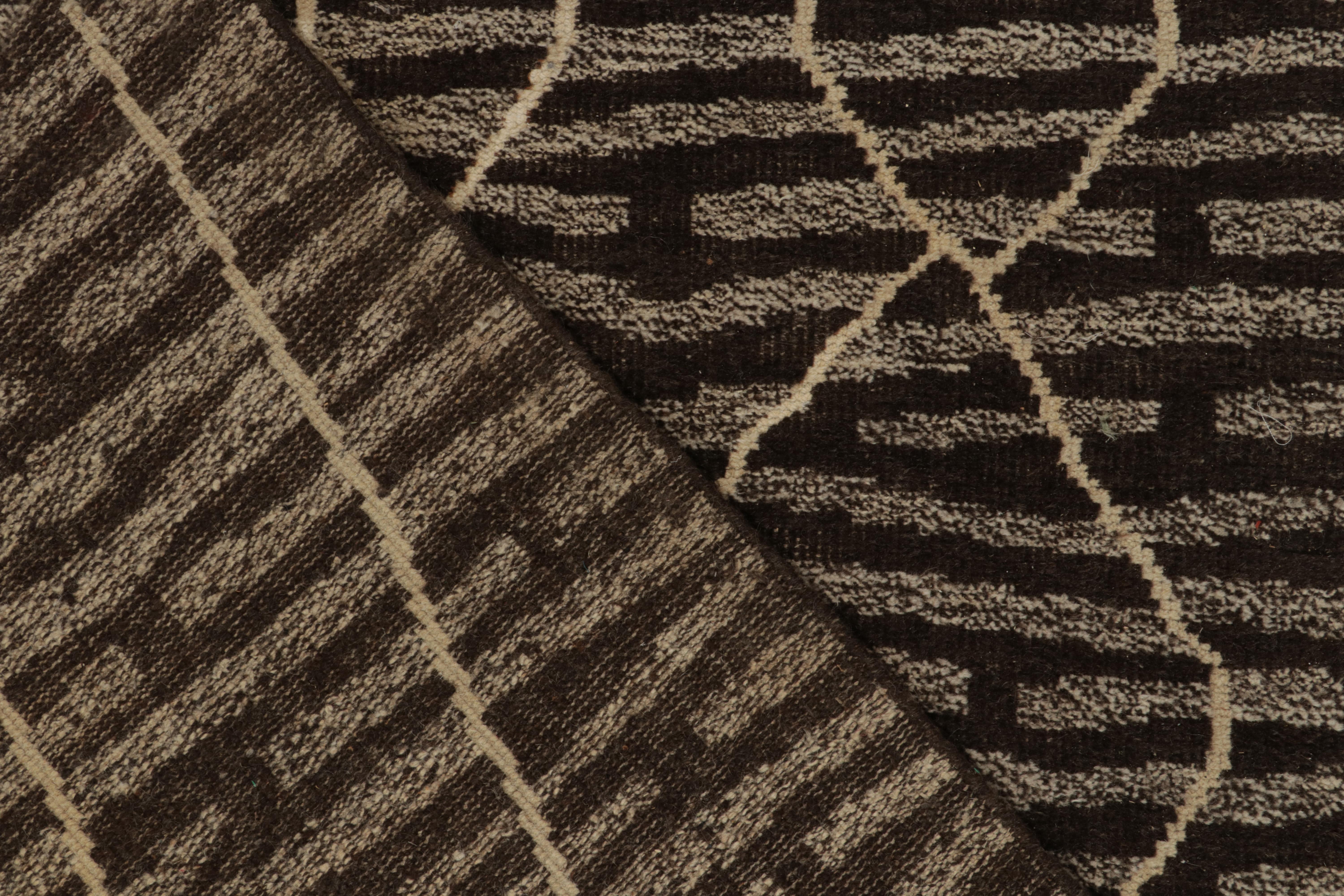 Rug & Kilim's Moroccan Style Rug in Brown & off White Tribal Pattern In New Condition For Sale In Long Island City, NY