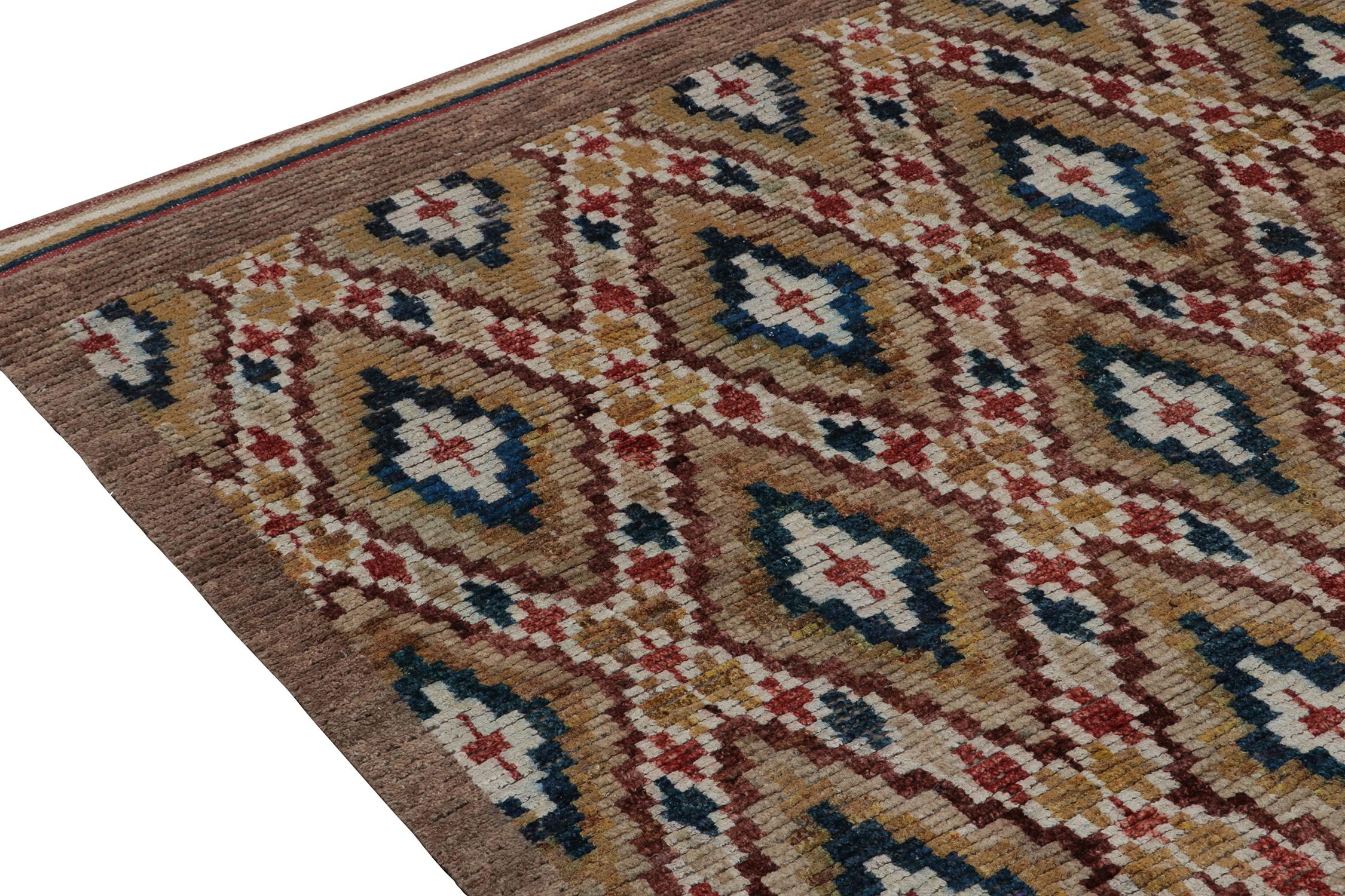 Rug & Kilim’s Moroccan style rug in Brown, Red and Blue Diamond Patterns In New Condition For Sale In Long Island City, NY