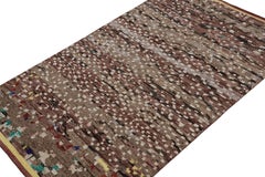 Rug & Kilim’s Moroccan Style Rug in Brown with White Geometric Patterns