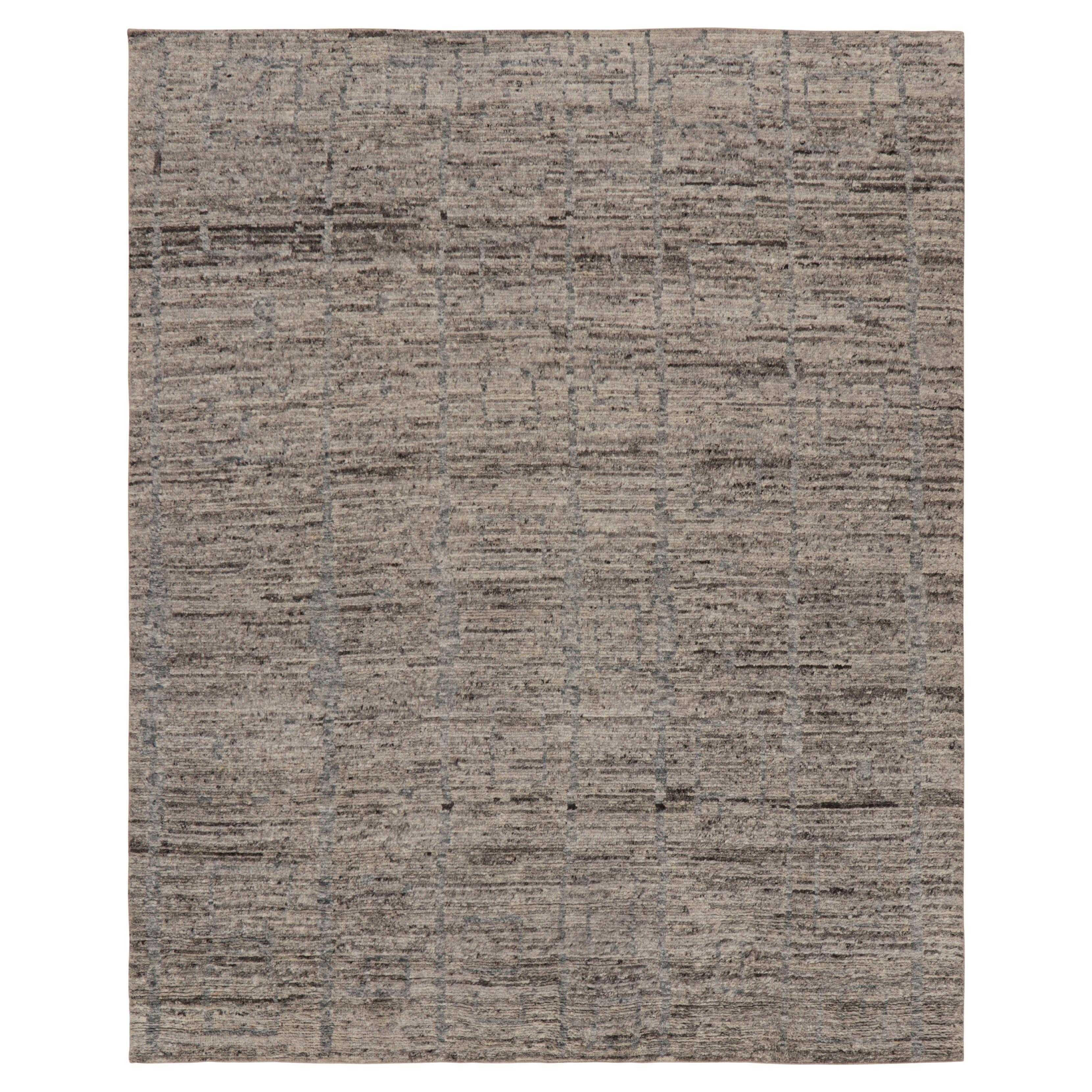 Rug & Kilim's Marokkanischer Teppich in Anthrazit mit abstrakten geometrischen Mustern