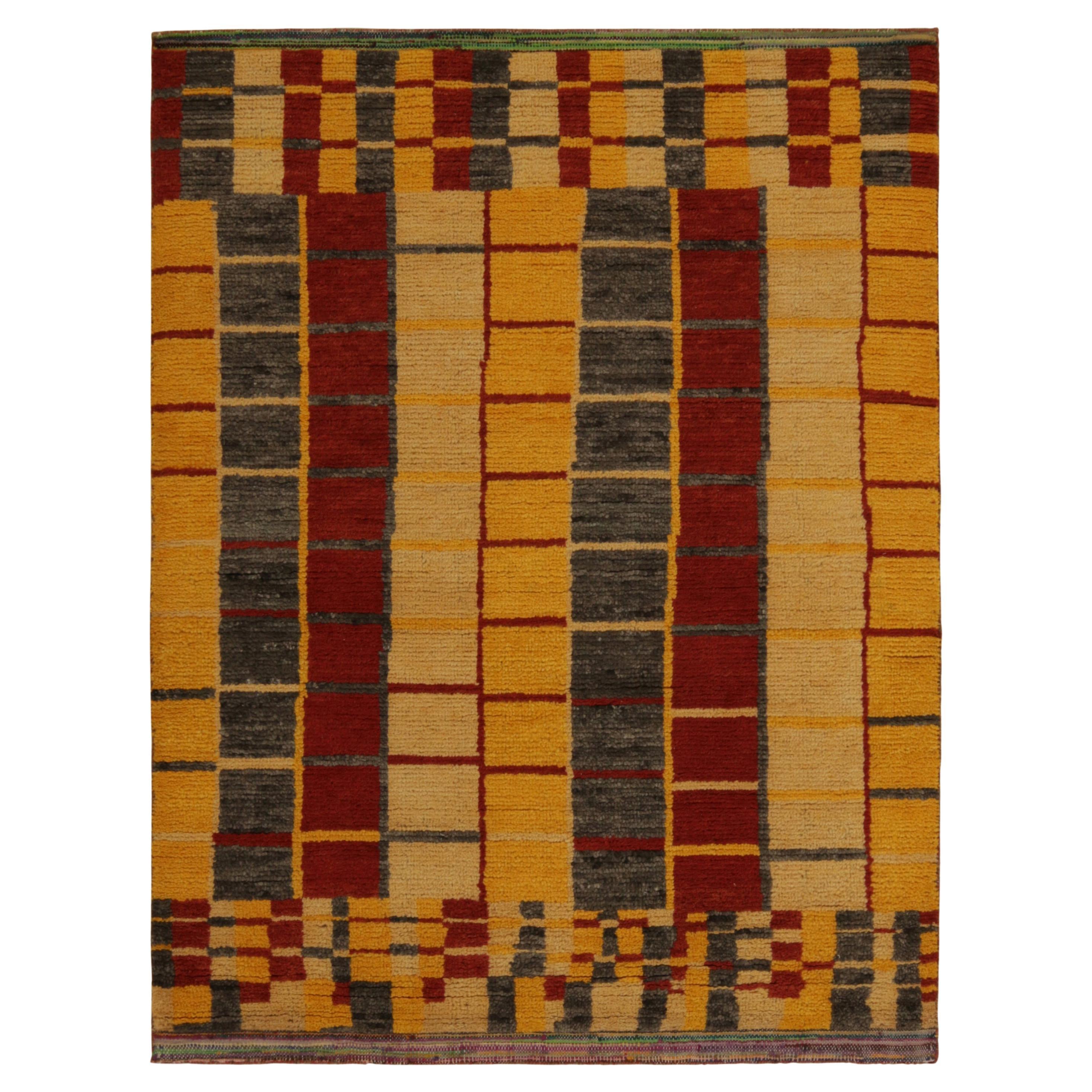 Rug and Kilim's Moroccan Style Rug in Gray, Green and Gold Geometric