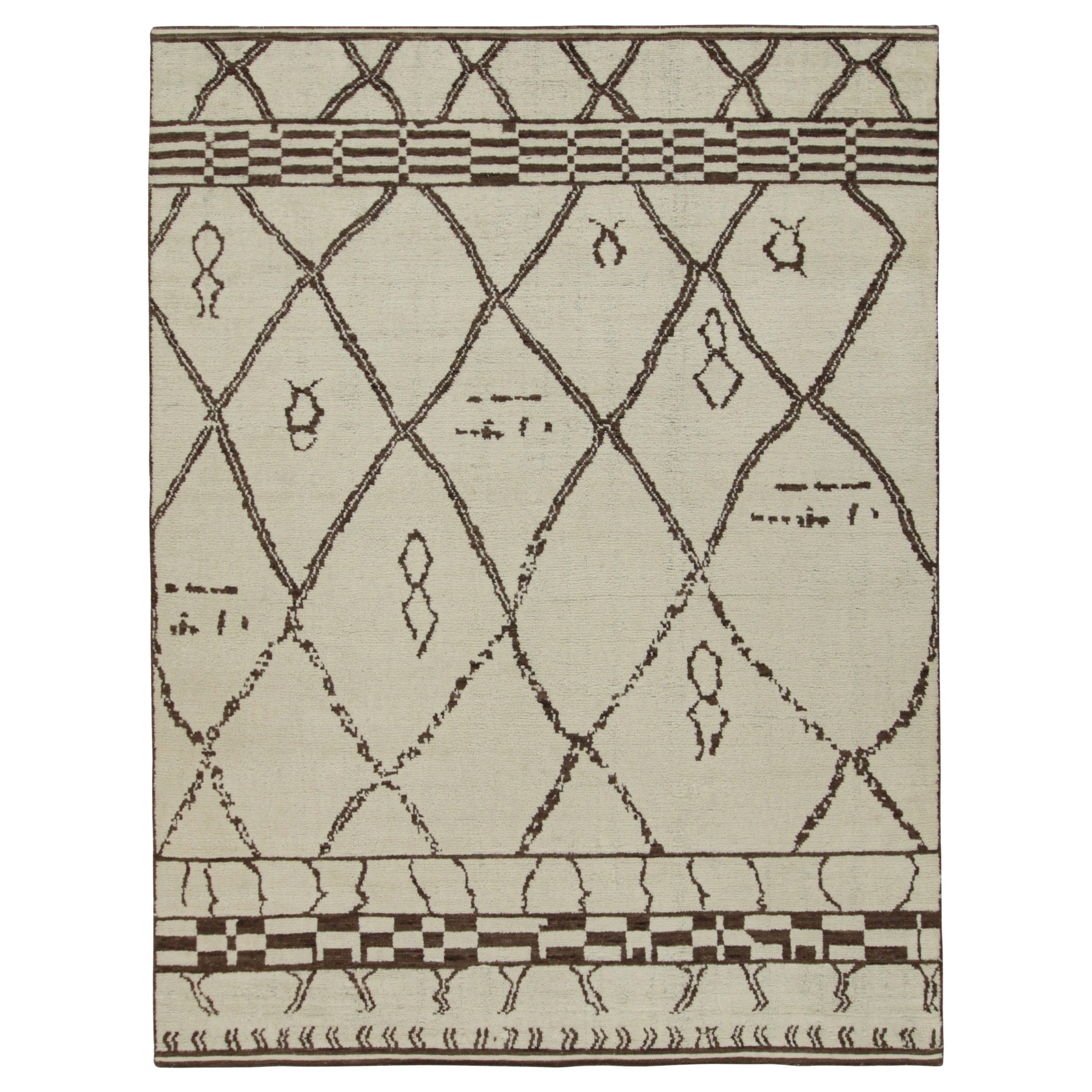 Tappeto in stile marocchino Rug & Kilim in bianco sporco con motivo geometrico marrone