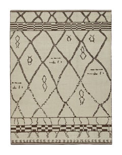 Tapis et tapis de style marocain de Kilim en blanc cassé avec motif géométrique marron