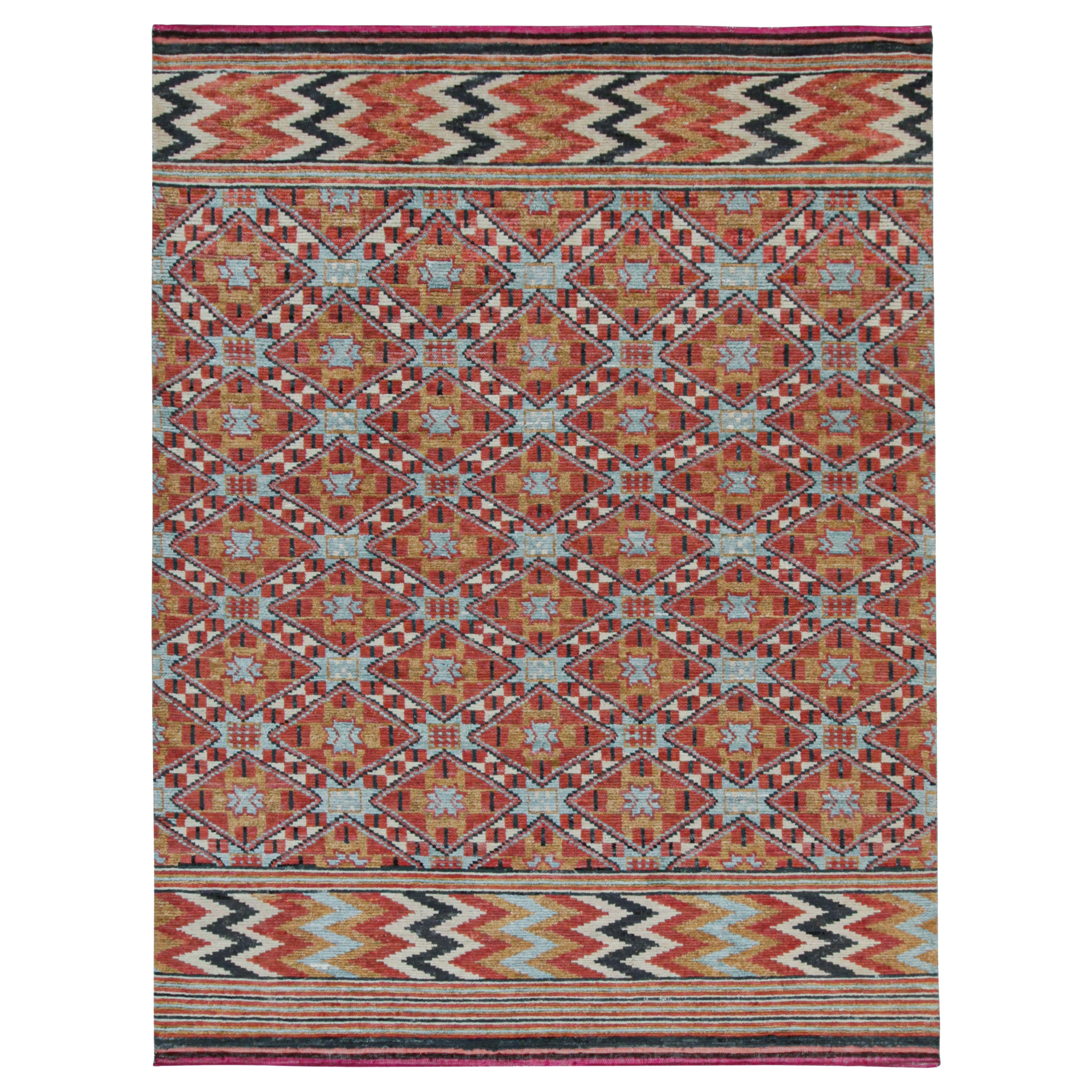 Tappeto in stile marocchino Rug & Kilim con motivo geometrico arancione, blu e marrone