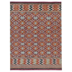 Tappeto in stile marocchino Rug & Kilim con motivo geometrico arancione, blu e marrone