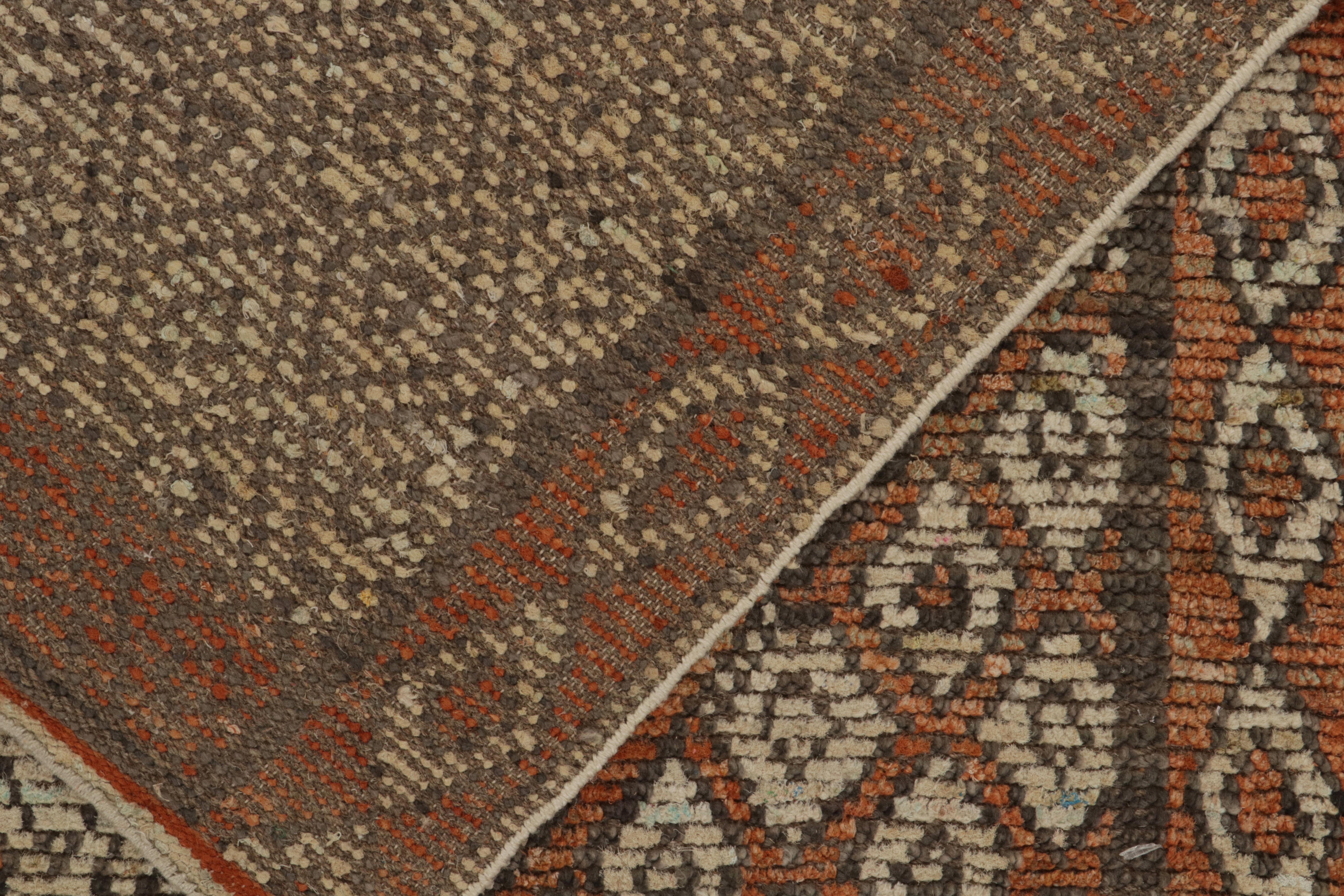 Rug & Kilim’s Moroccan Style Rug in Orange, White & Beige-Brown Diamond Patterns In New Condition For Sale In Long Island City, NY