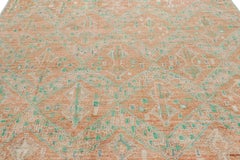 Rug & Kilim’s Moroccan Style rug in Orange with Blue and Green Geometric Pattern