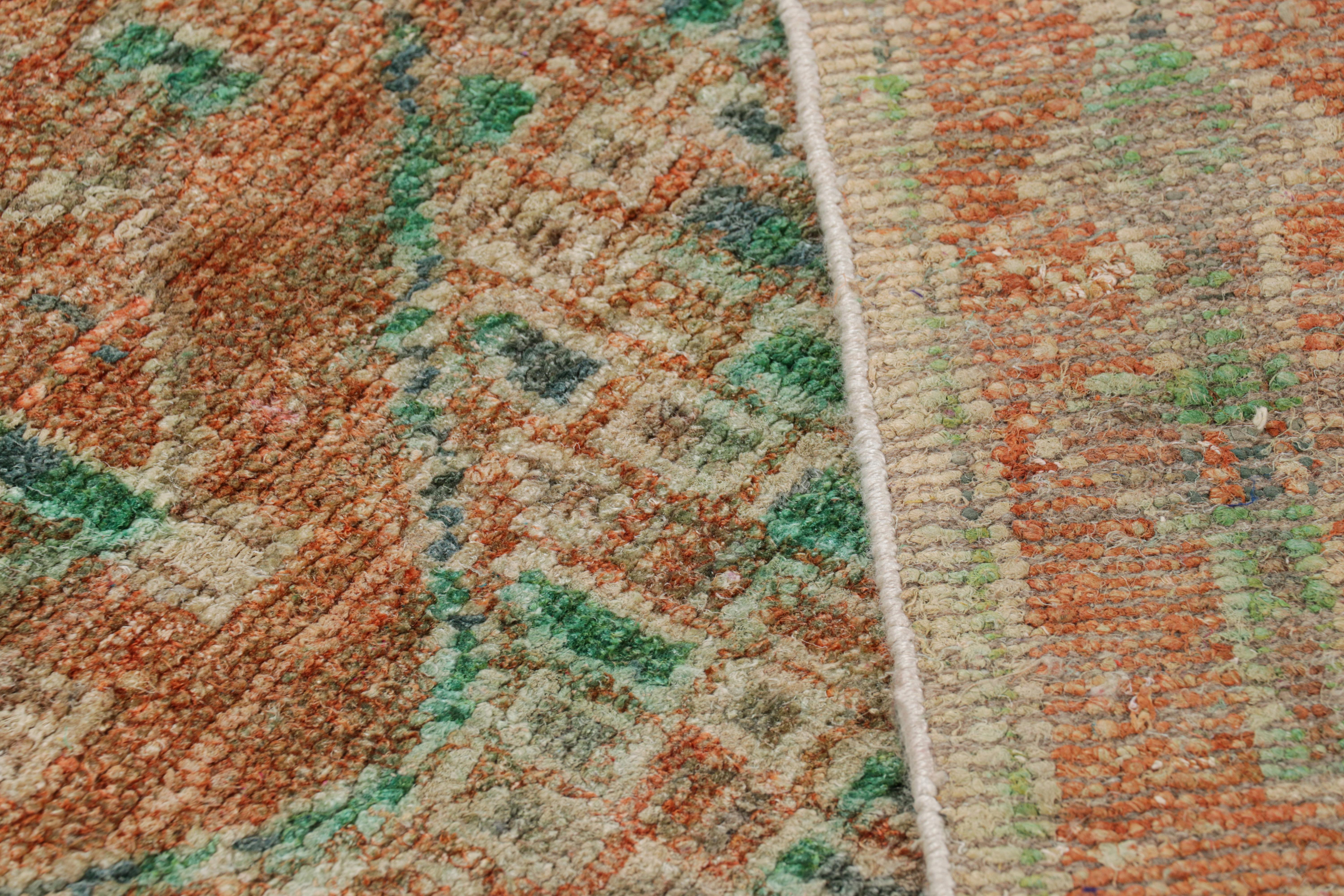 Contemporary Rug & Kilim’s Moroccan Style rug in Orange with Blue and Green Geometric Pattern For Sale