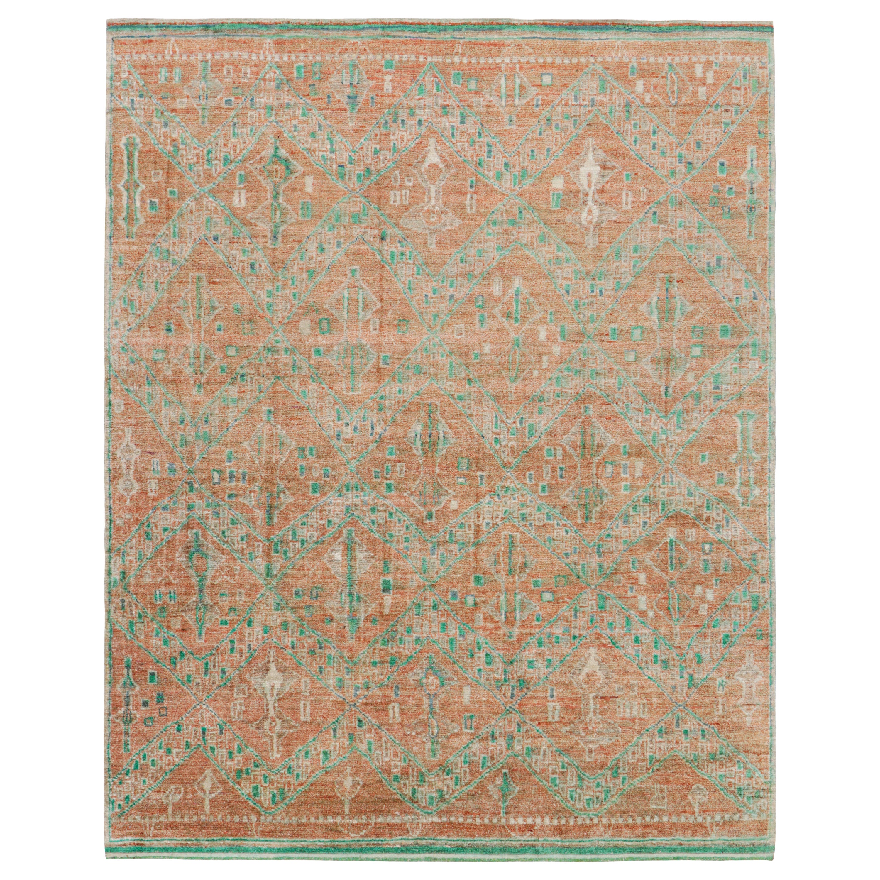 Rug 
Kilim
s Teppich im marokkanischen Stil in Orange mit blauem und grünem geometrischen Muster