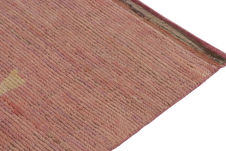 Rug and Kilim’s Moroccan Style Rug in Pink, Blue and BeigeBrown