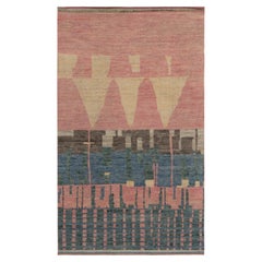 Rug & Kilim’s Moroccan Style Rug in Pink, Blue & Beige-Brown Geometric Patterns