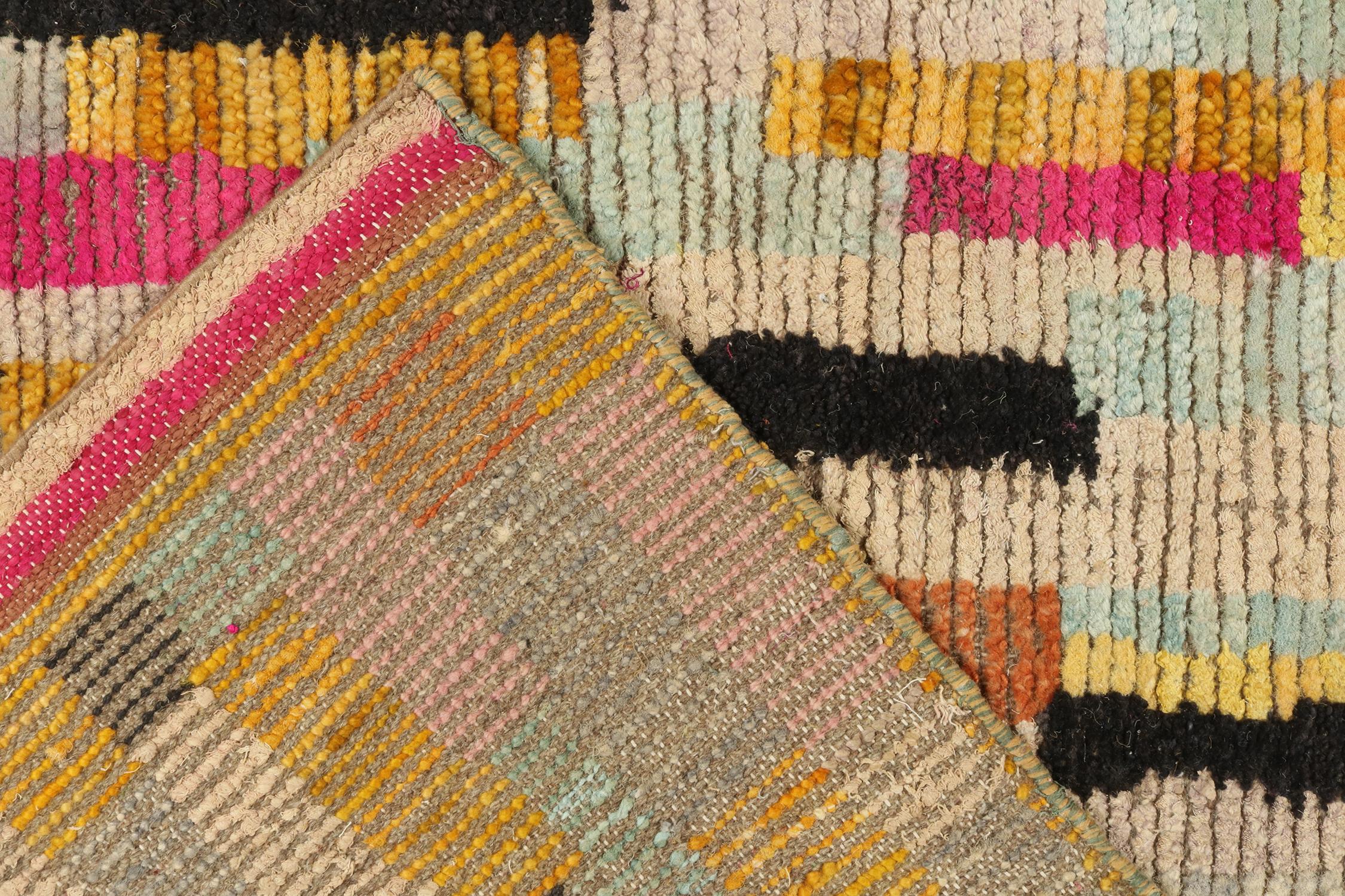 Contemporary Rug & Kilim’s Moroccan Style Rug in Pink with Vibrant Polychromatic Patterns For Sale
