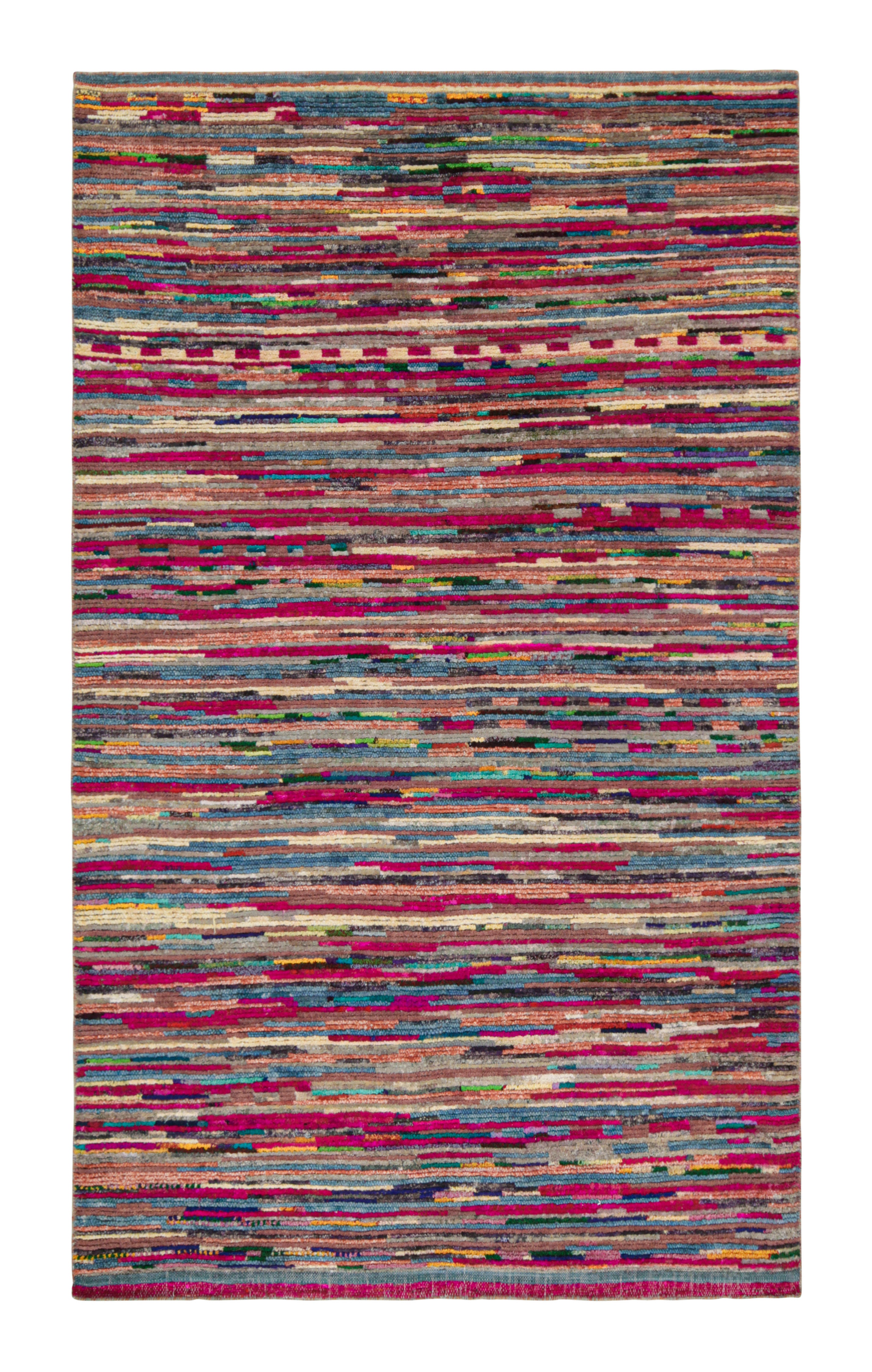 Tappeto in stile marocchino Rug & Kilim in rosa con strisce policromatiche vibranti