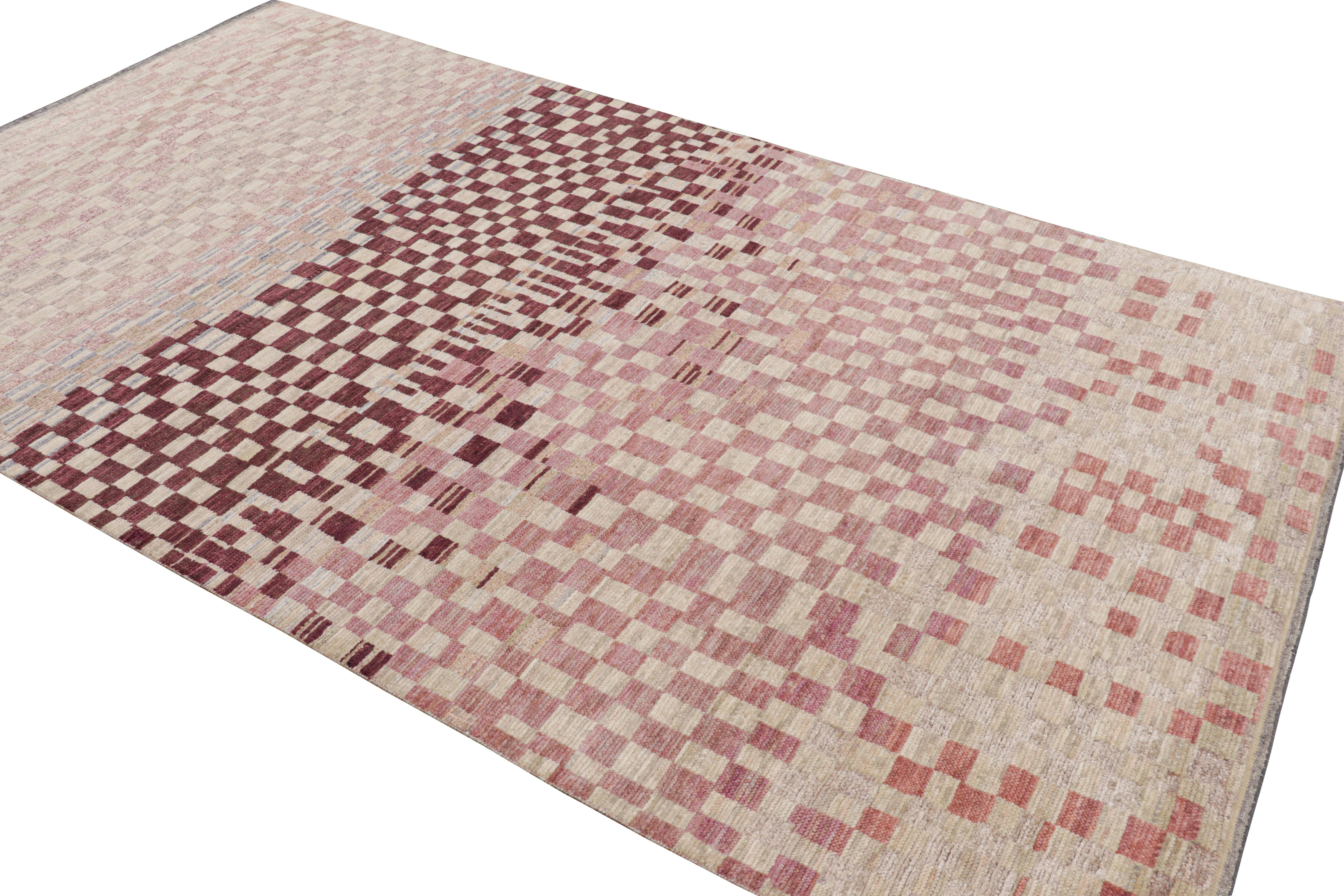 Hand-Knotted Rug & Kilim’s Moroccan Style rug in Polychromatic Geometric Patterns For Sale