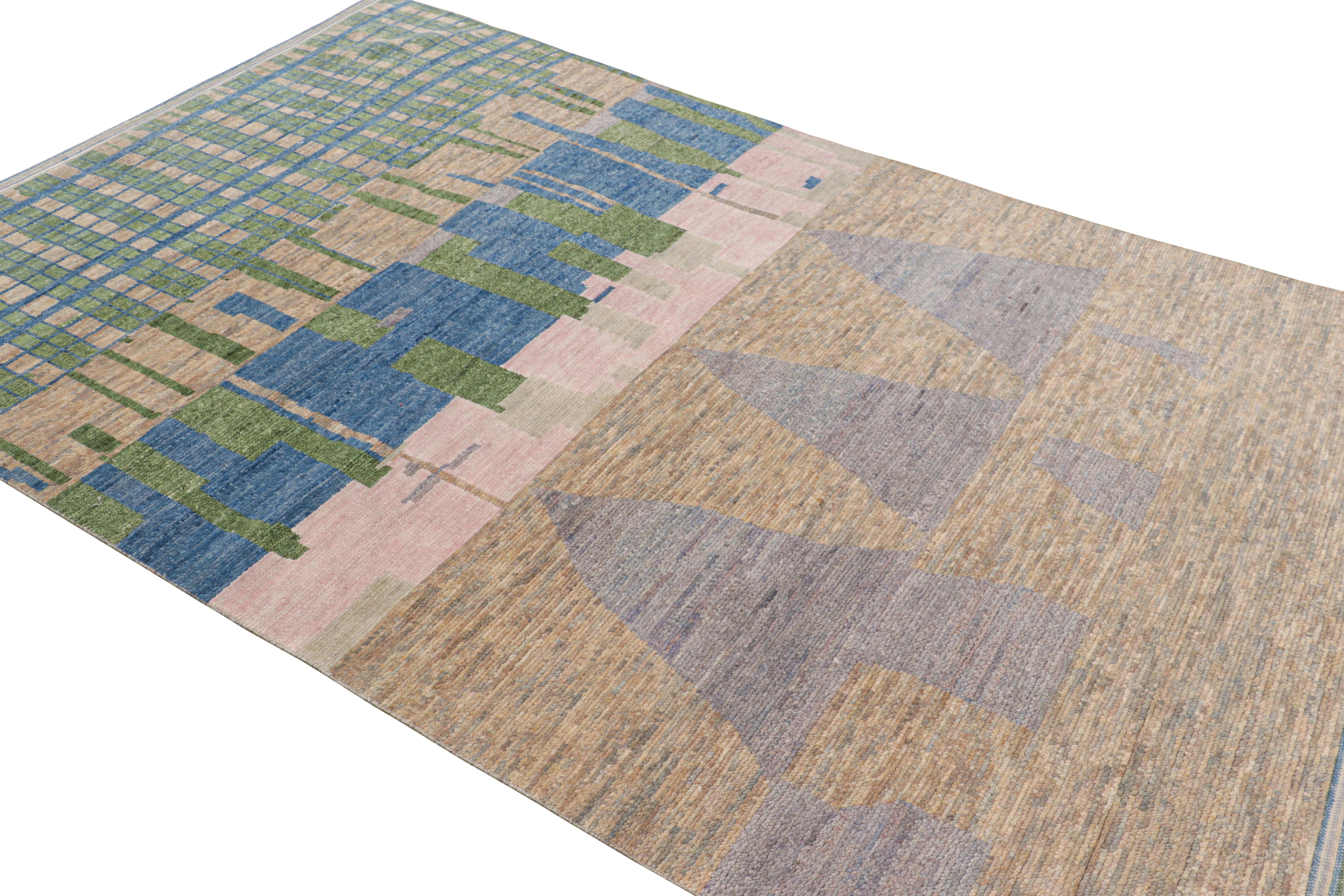 Hand-Knotted Rug & Kilim’s Moroccan Style rug in Polychromatic Geometric Patterns For Sale
