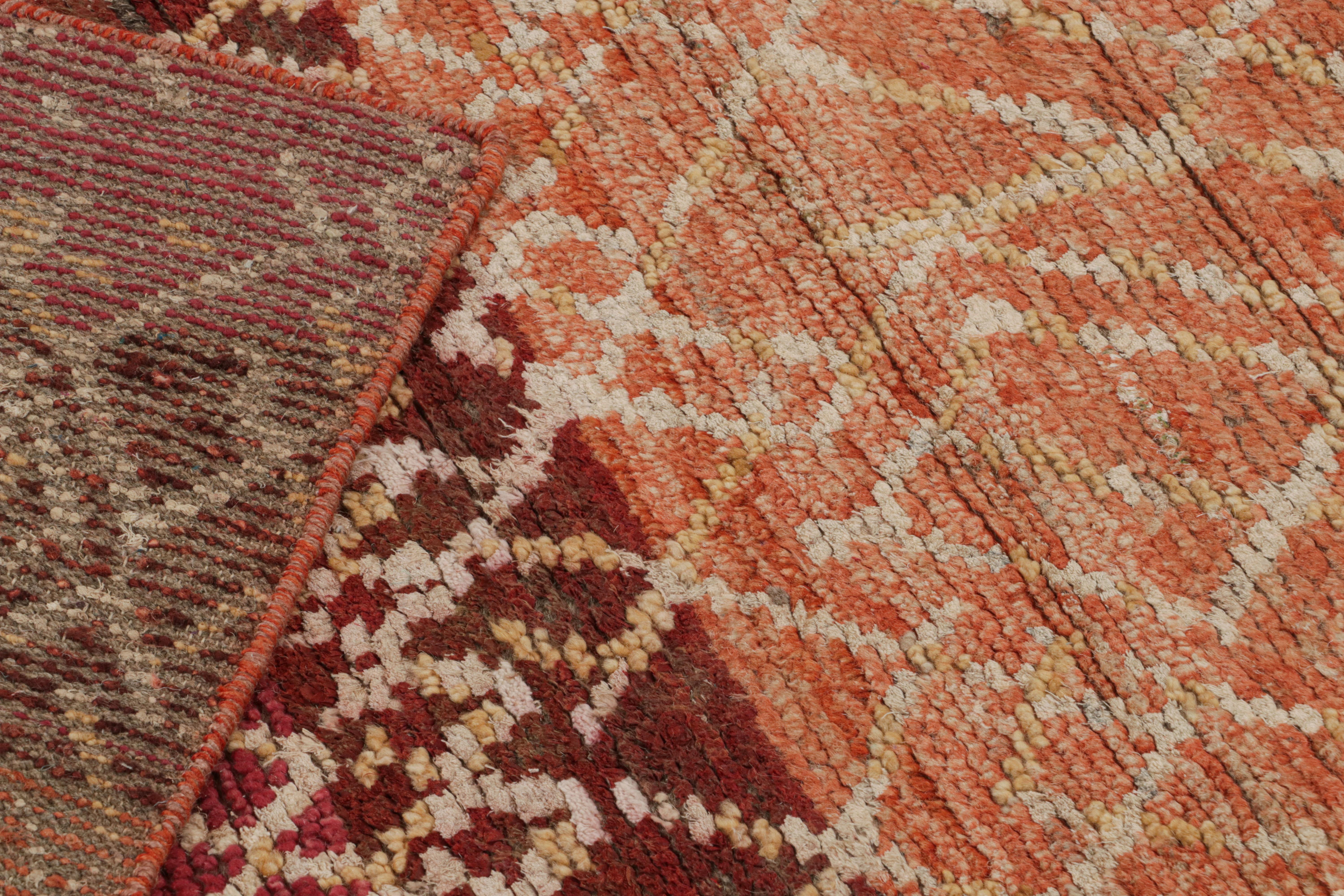 Rug & Kilim’s Moroccan Style Rug in Red, Orange & Beige-Brown Geometric Patterns In New Condition For Sale In Long Island City, NY