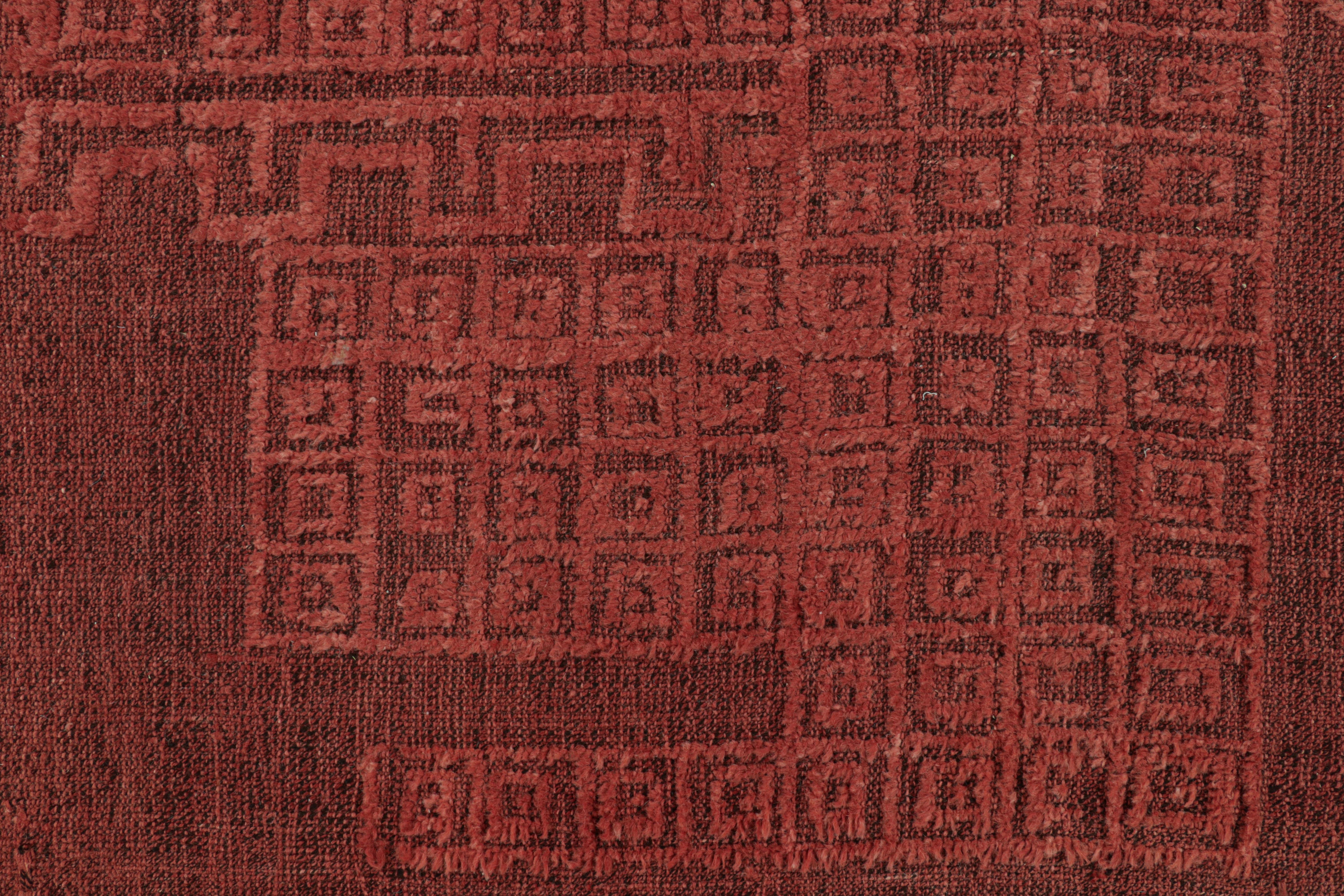 Pakistani Rug & Kilim’s Moroccan Style Rug in Red with Geometric Patterns For Sale