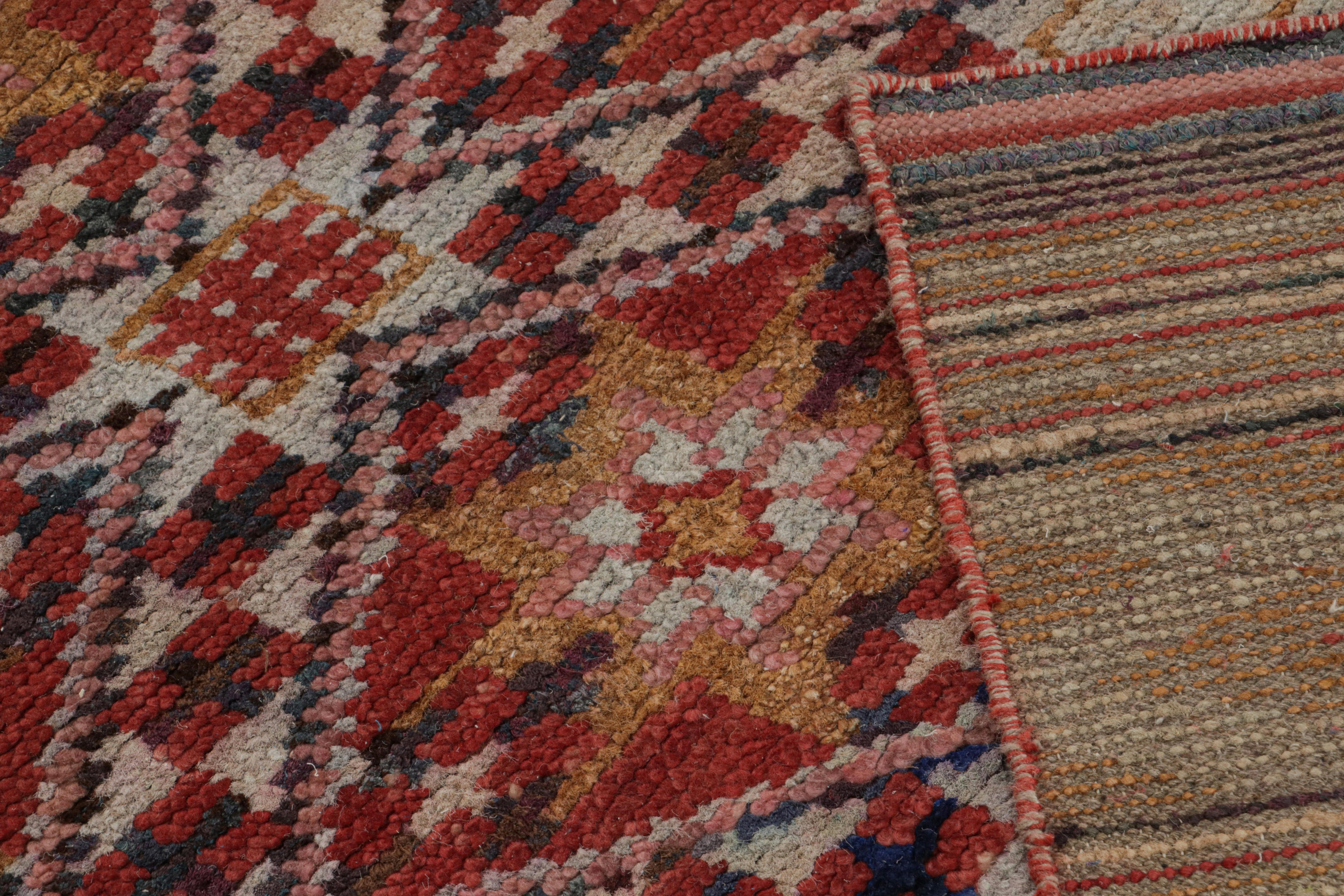 Contemporary Rug & Kilim’s Moroccan Style Rug in Red with Gold Geometric Patterns For Sale