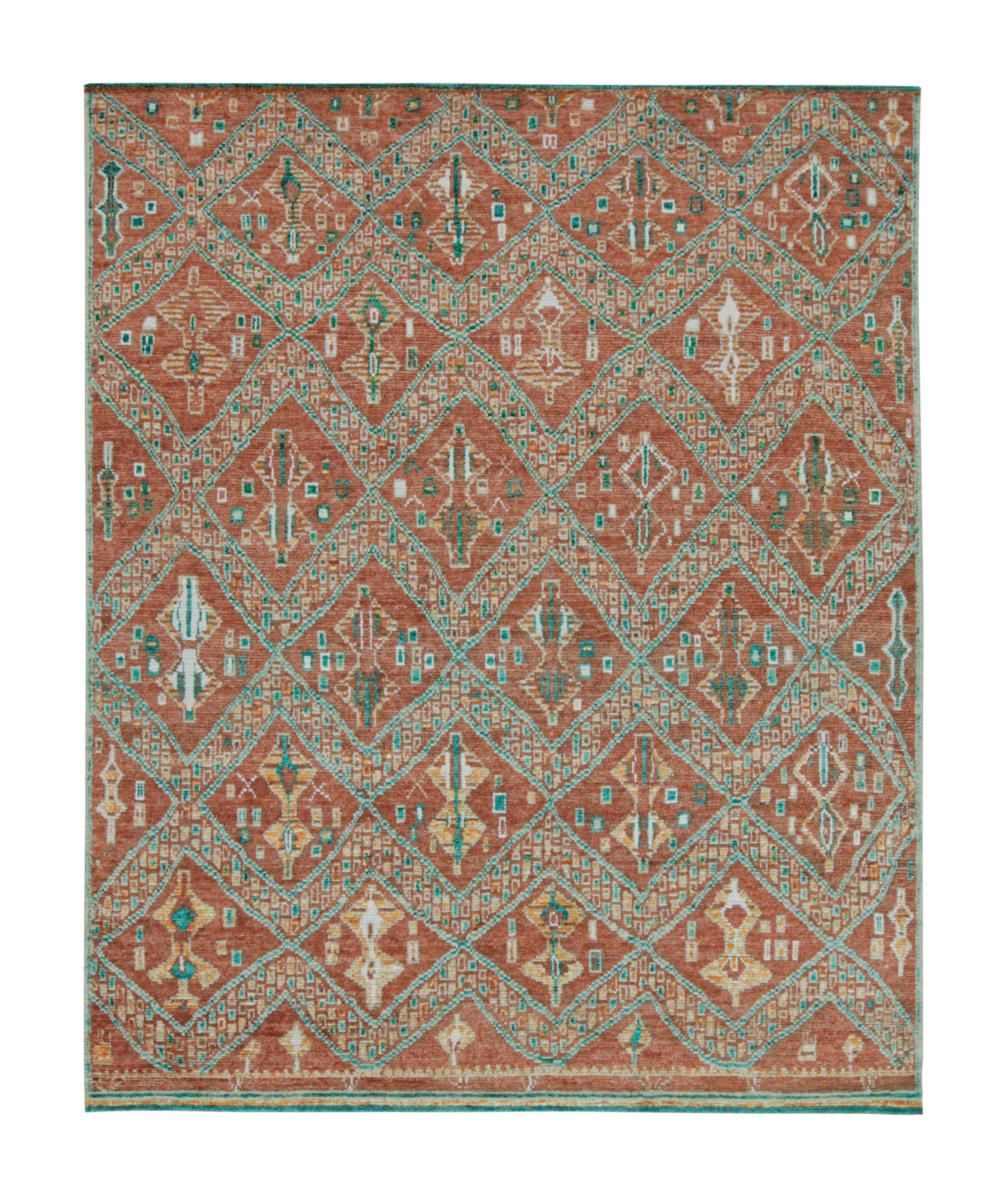 Tappeto in stile marocchino Rug & Kilim con motivo geometrico rosso ruggine e verde