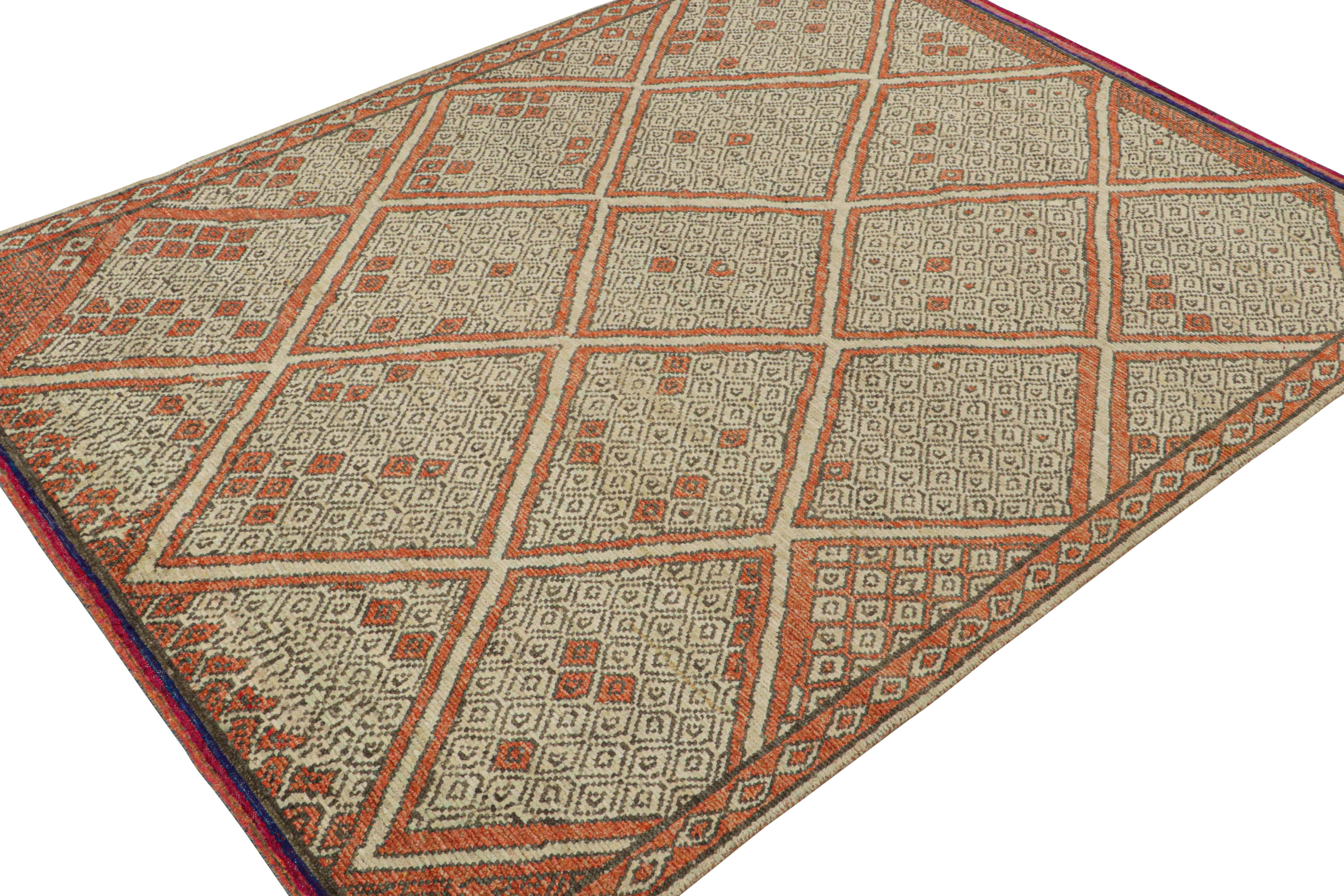 Alfombra de estilo marroquí Rug & Kilim en óxido con dibujo geométrico beige y gris Tribal en venta