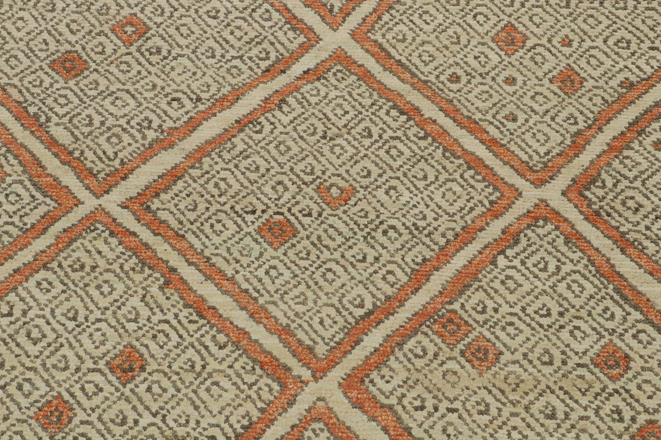 Rug & Kilim’s Moroccan Style Rug in Rust with Beige and Gray Geometric Pattern In New Condition For Sale In Long Island City, NY