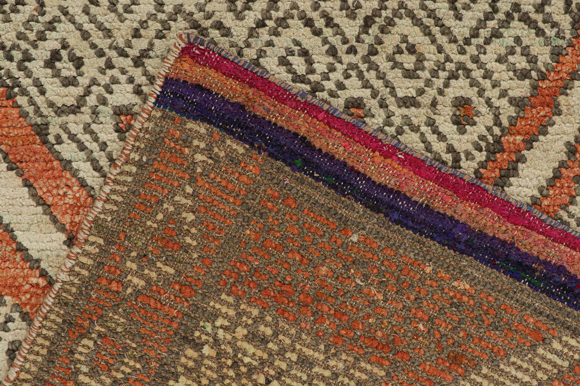 Contemporary Rug & Kilim’s Moroccan Style Rug in Rust with Beige and Gray Geometric Pattern For Sale