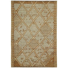 Rug & Kilim's Tapis de style marocain en rouille avec des couleurs Beige et  Pattern géométrique gris