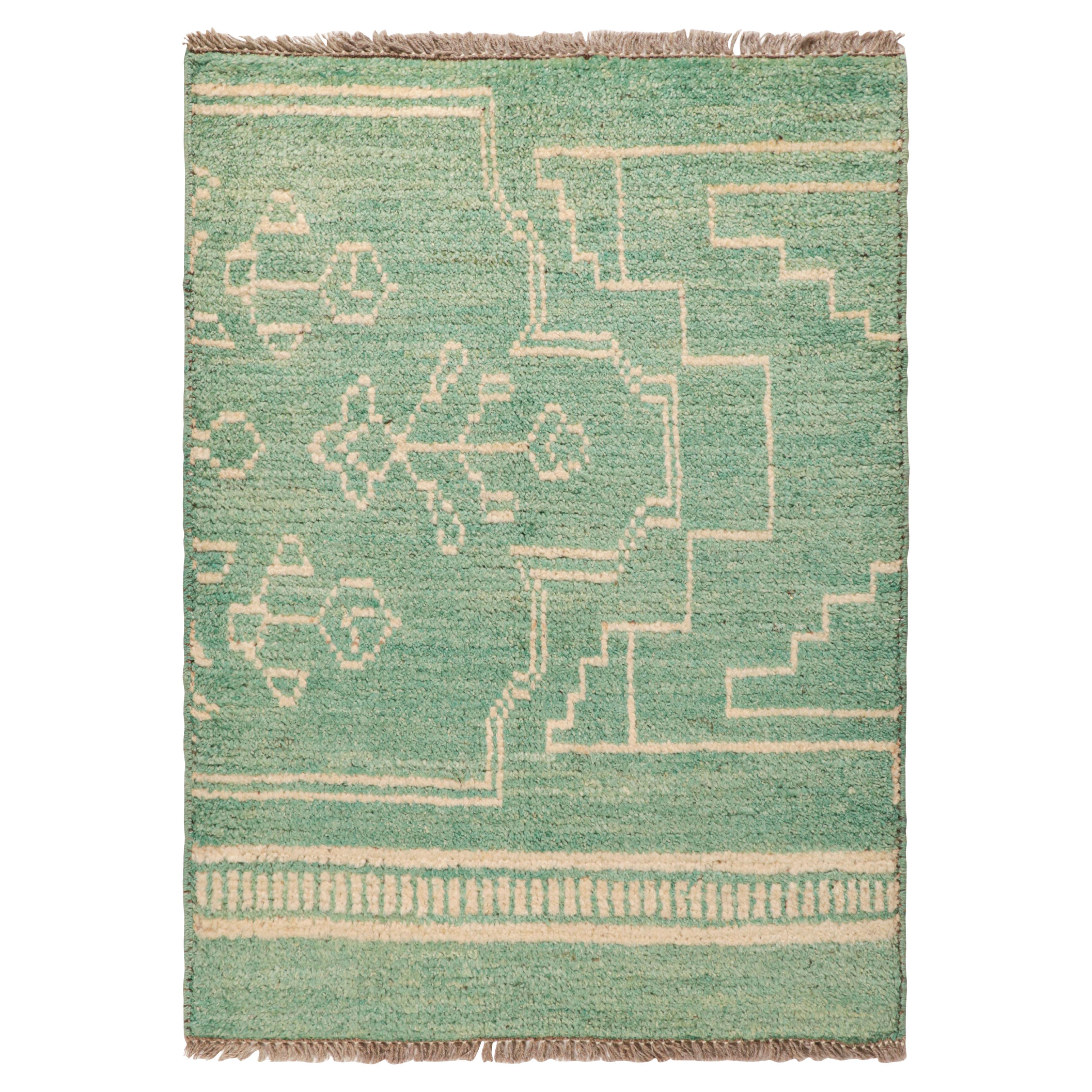 Rug & Kilim’s Moroccan Style Rug in Turquoise with Tribal Geometric Patterns For Sale