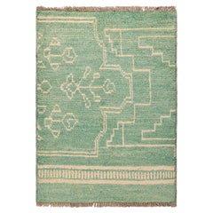 Rug & Kilim’s Moroccan Style Rug in Turquoise with Tribal Geometric Patterns