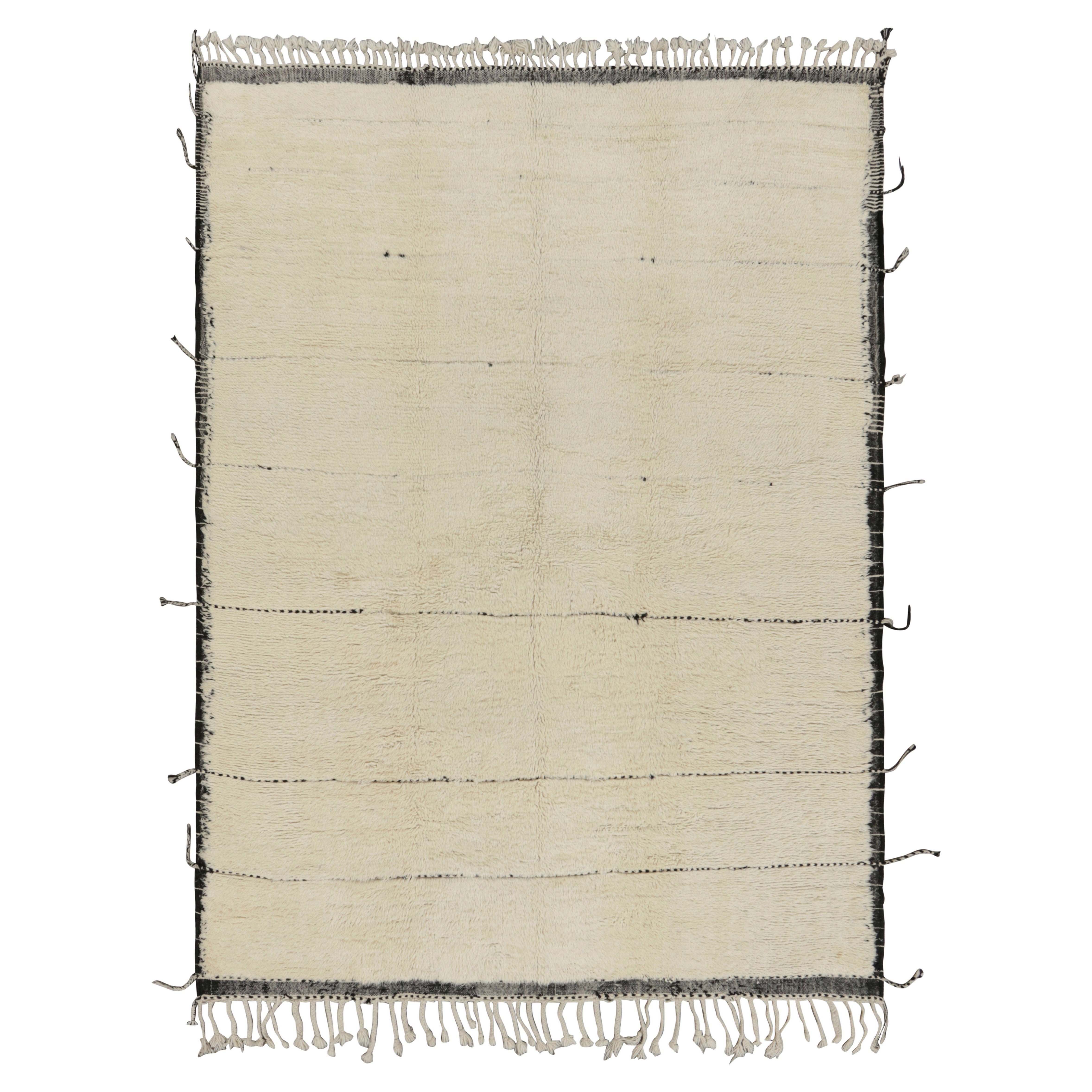 Rug & Kilim’s Moroccan Style Rug in White and Black Tones For Sale