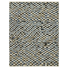 Alfombra de estilo marroquí de Rug & Kilim con estampado de cuadros blancos, azules y marrones