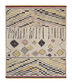Marokkanischer Teppich von Rug & Kilim in Weiß, Gold und Grau mit geometrischem Muster