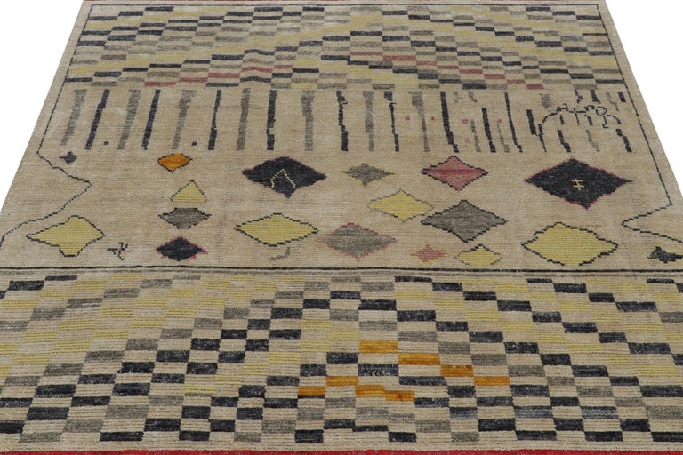 Rug and Kilim’s Moroccan Style Rug in White with Black and Gold