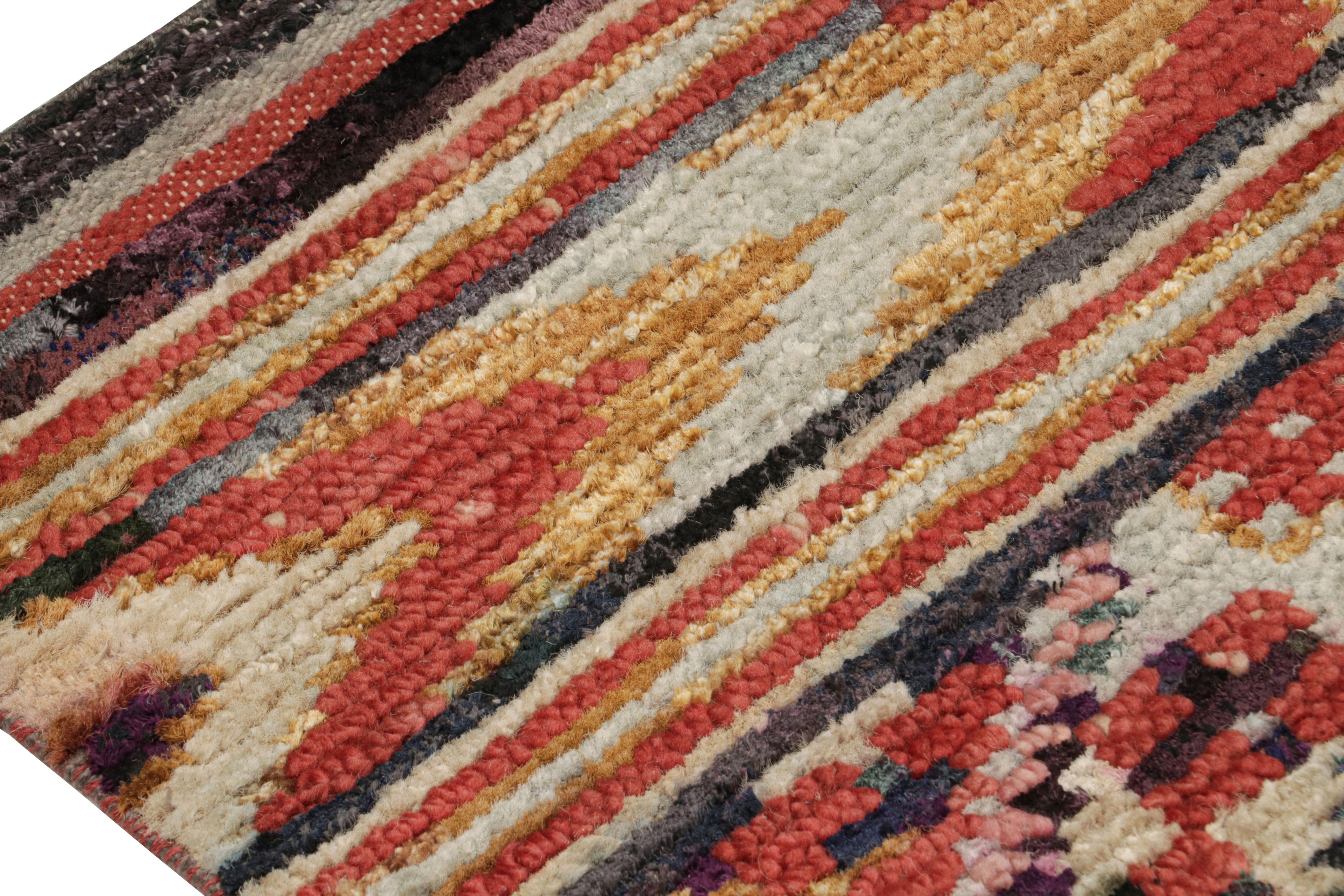 Indian Rug & Kilim’s Moroccan Style Rug with Berber Polychromatic Geometric Patterns  For Sale