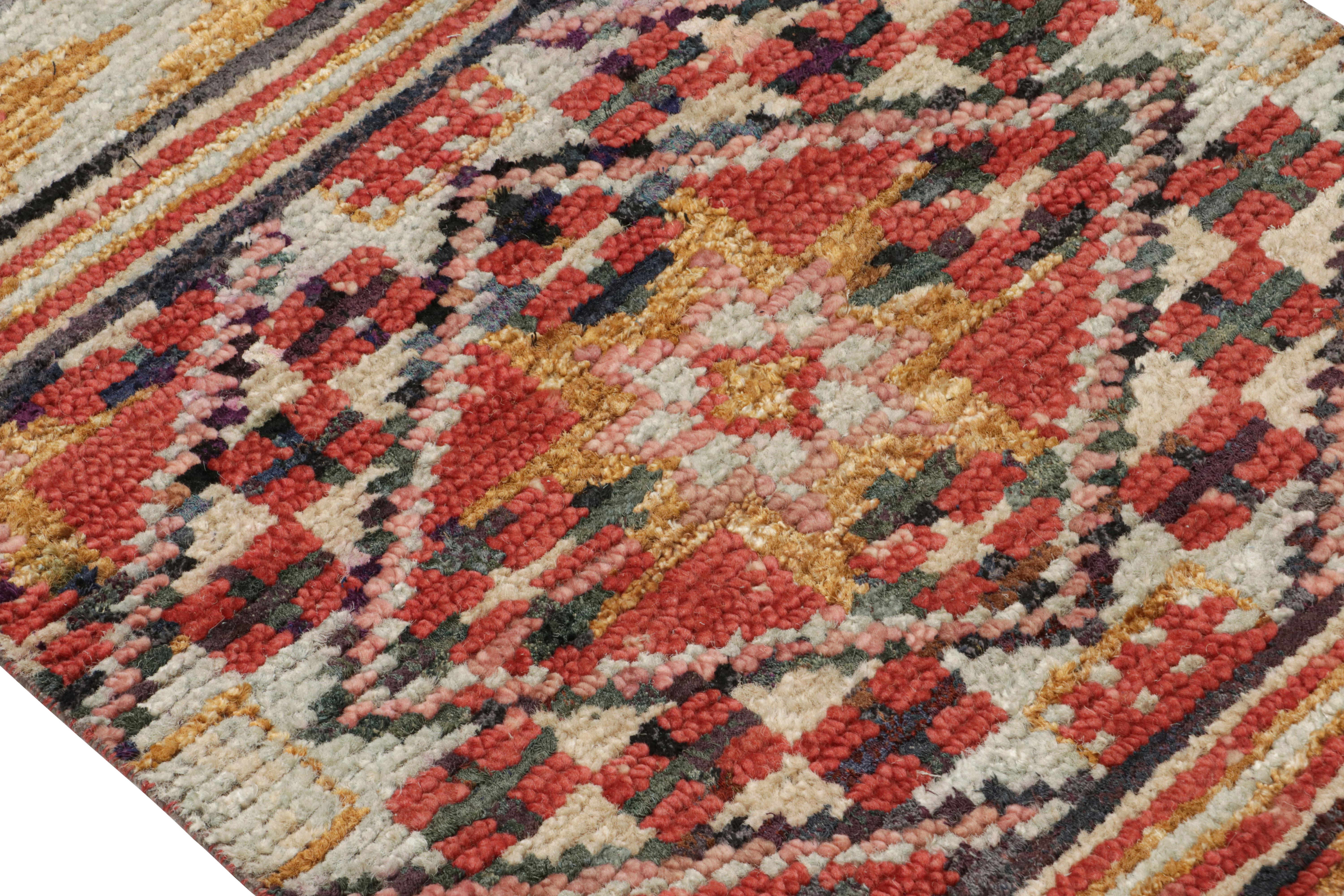 Hand-Knotted Rug & Kilim’s Moroccan Style Rug with Berber Polychromatic Geometric Patterns  For Sale