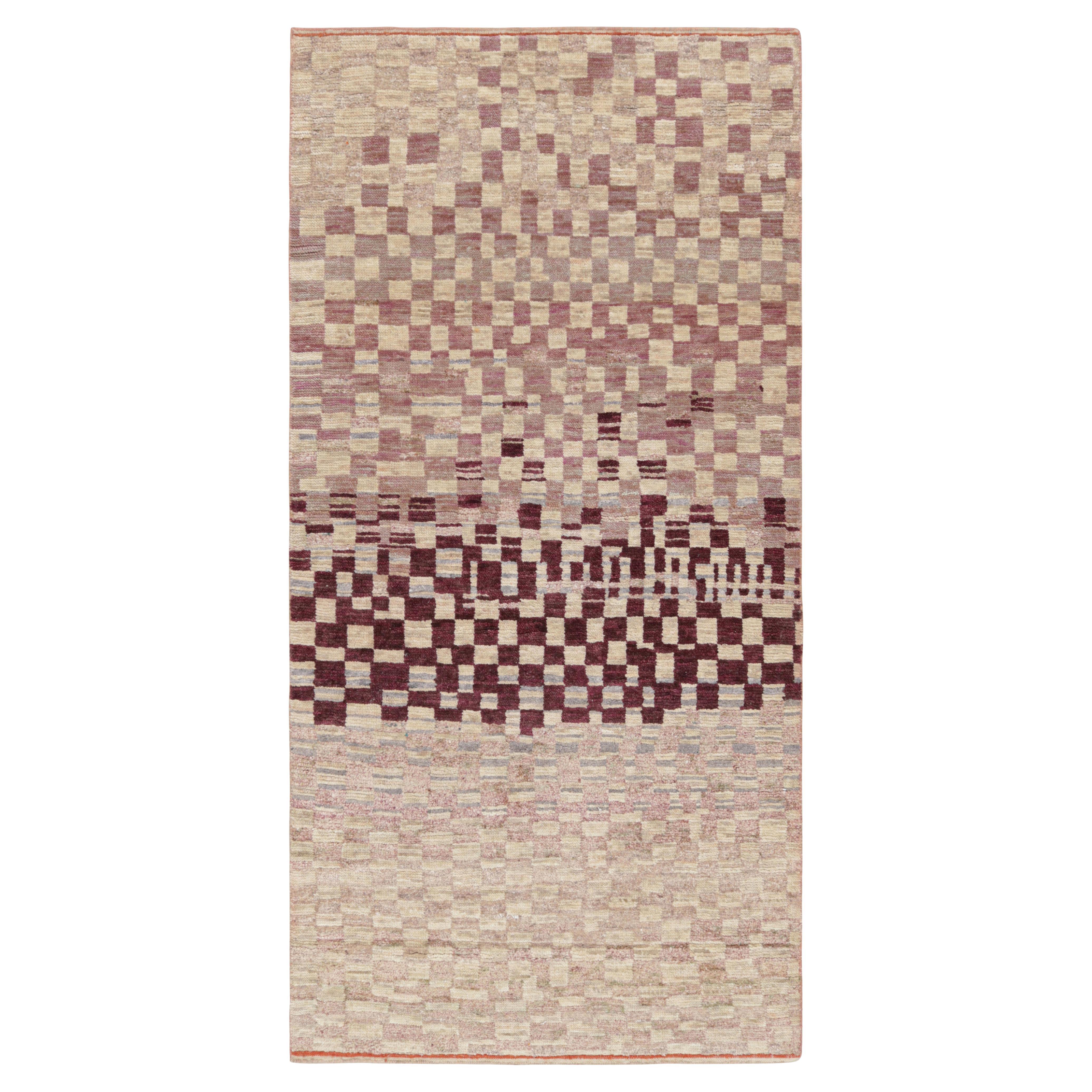 Rug & Kilim’s Moroccan Style Rug with Pink and Cream Geometric Patterns For Sale