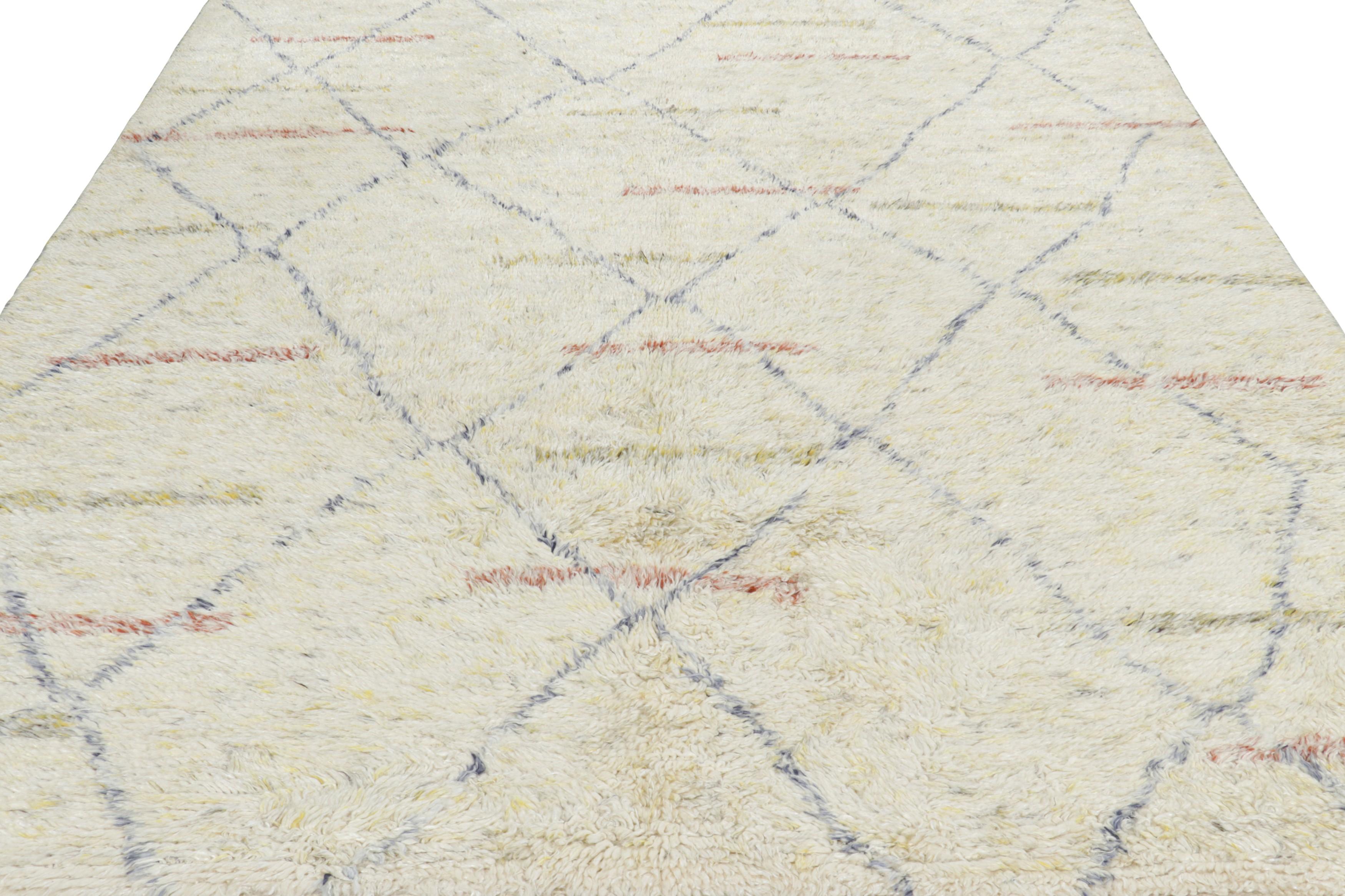 Hand-Knotted Rug & Kilim’s Moroccan Style Rug with Polychromatic Geometric Patterns For Sale