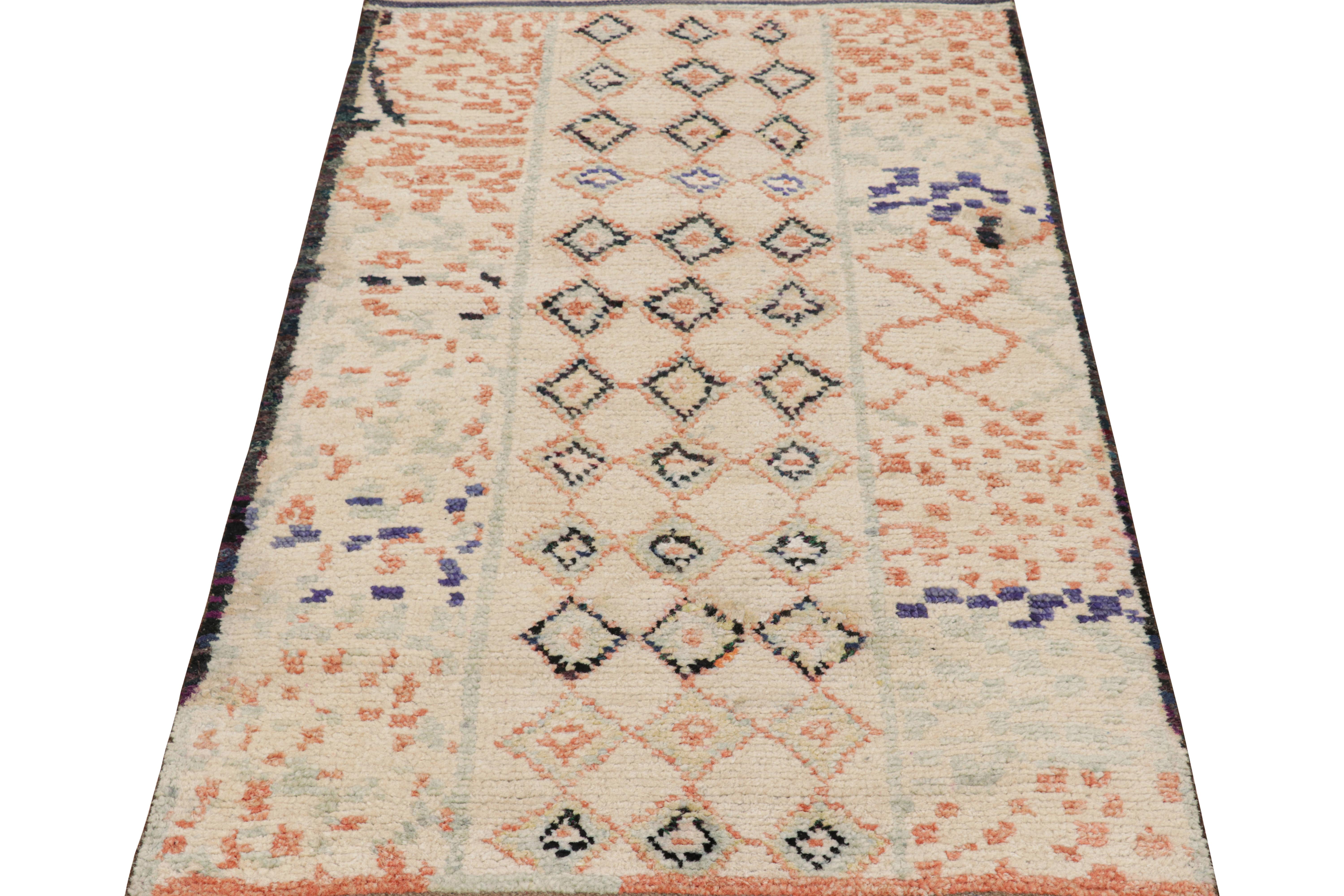 Hand-Knotted Rug & Kilim’s Moroccan Style Rug with Polychromatic Geometric Patterns For Sale