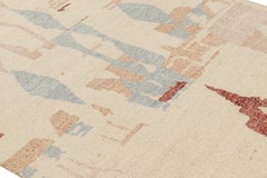 Rug & Kilim’s Moroccan Style Rug with Red Blue & Pink Abstract Geometric Pattern