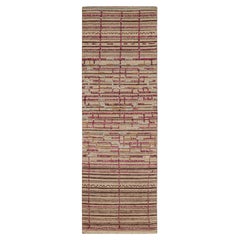 Rug & Kilim’s Moroccan Style Runner in Beige-Brown and Pink Geometric Patterns