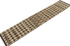 Rug & Kilim’s Moroccan Style Runner in Beige-Brown Tribal Geometric Patterns