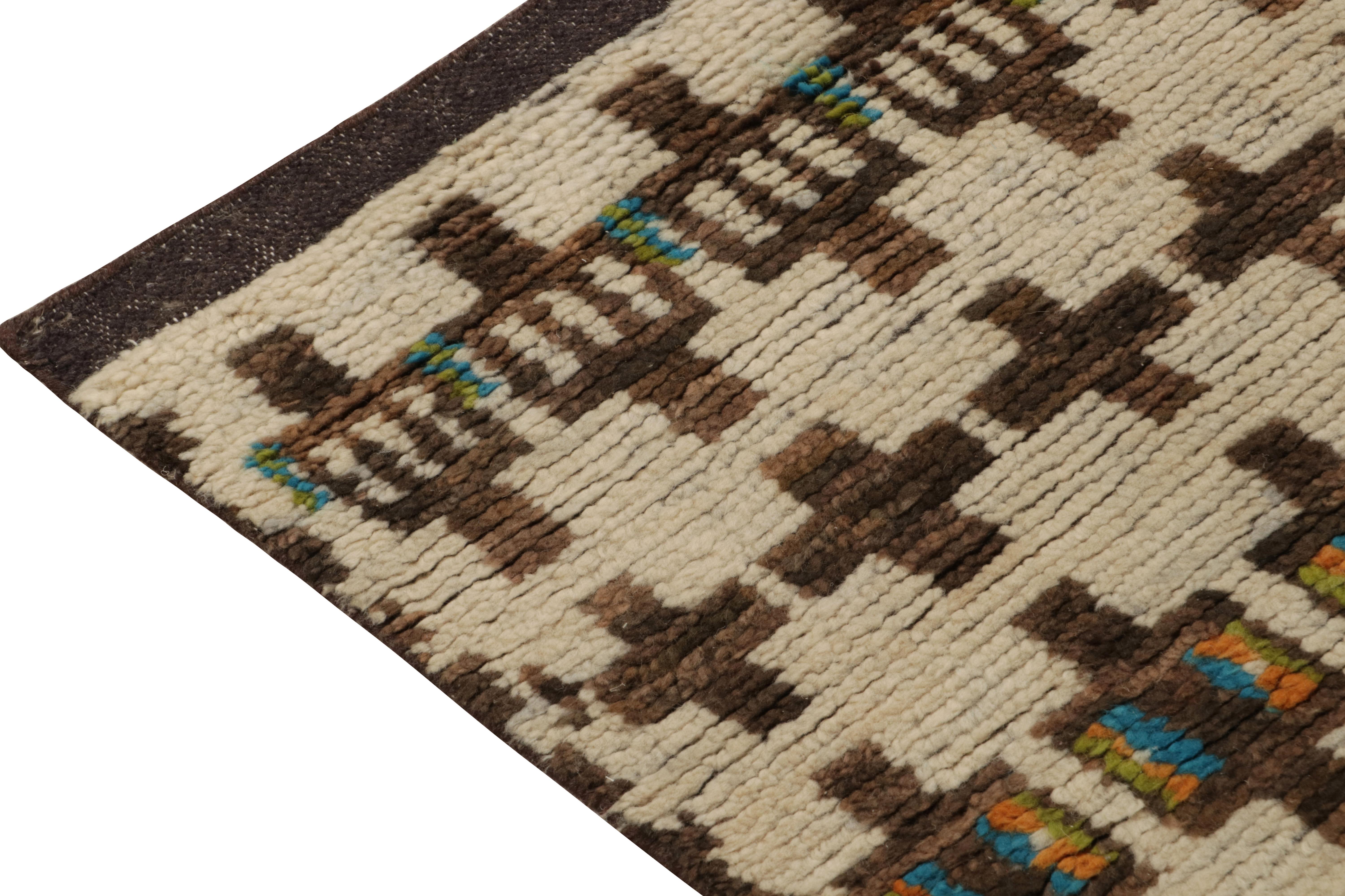 Rug & Kilim’s Moroccan Style Runner in Beige-Brown Tribal Geometric Patterns In New Condition For Sale In Long Island City, NY